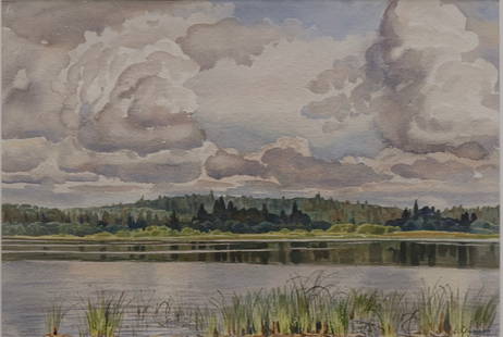 Ernest Lindner, Canadian (1897-1988): Watercolour on paper showing Emma Lake, Saskatchewan. Signed l/r, Image size: 15’’x22’’ (Frame size: 23.5’’x30’’).
