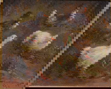 Mosfafa Keyhani, Iranian (b.1954): Oil on canvas titled ‘’Farmyard Ducks’’. Provenance: Heritage Art Gallery, Kleinburg, ON CoA, original invoice, biography, list of awards & honors and label verso. Signed l/r, image size: 10x1