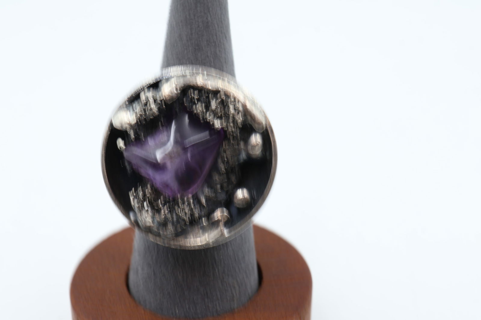 VIntage P.W.N. Denmark Sterling Silver 925 Modern Brutalist Amethyst Ring (1 of 3)