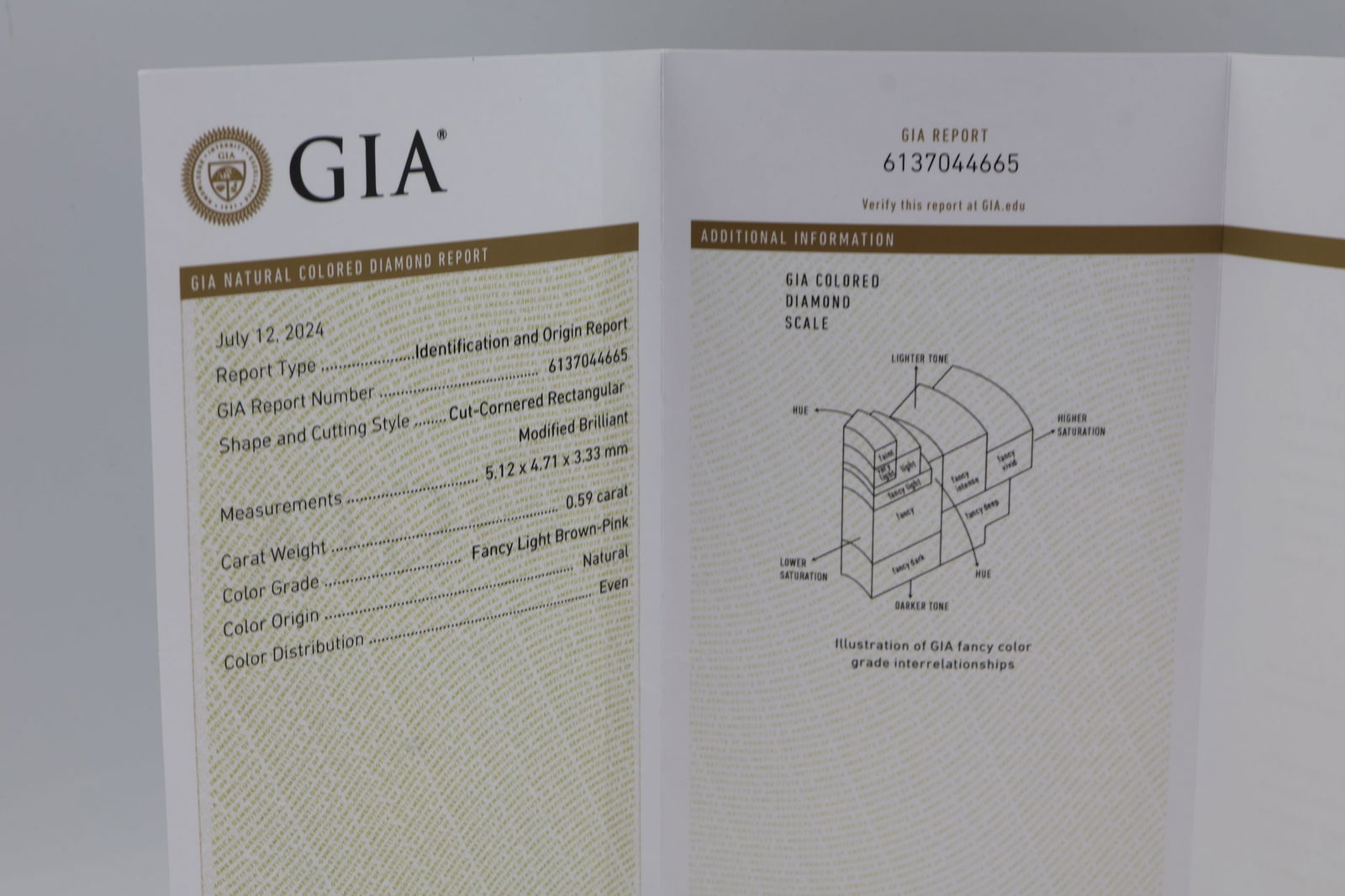 GIA 0.59ct Fancy Lt Brown Pink Diamond - 4