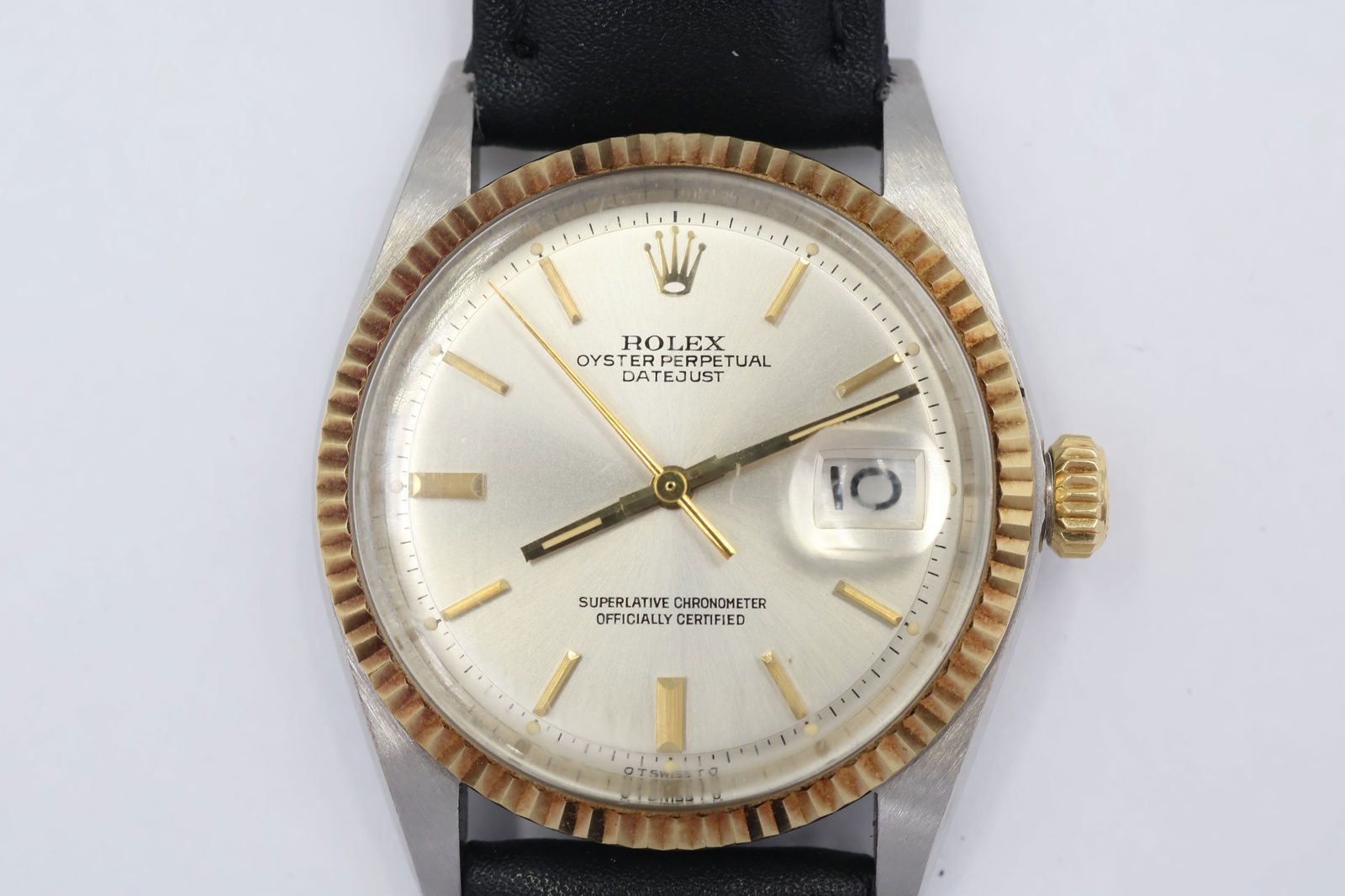 1973 Rolex Datejust Men's — Ref 1601, 36mm: Rolex Datejust, reference 1601, circa 1973. Fluted bezel. 36mm stainless steel Oyster case. Automatic movement with date complication.