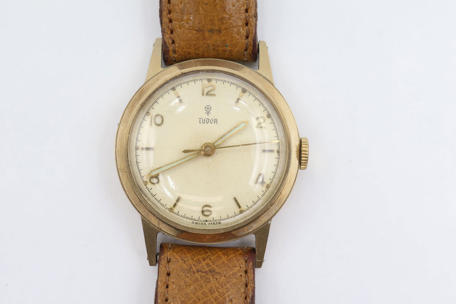 Vintage Tudor Manual Wind — 30mm Gold Case: Vintage Tudor manual wind dress watch. 30mm gold case. Leather strap.