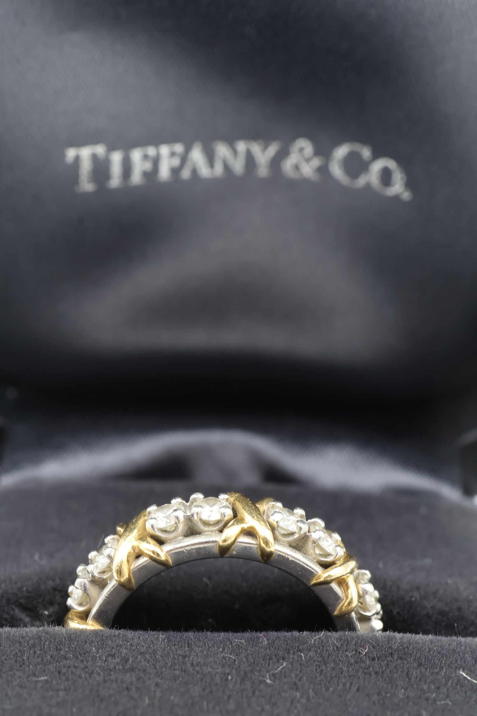 Tiffany & Co. 18k Two Tone Atlas Diamond Ring, Size 6, With Box - 5