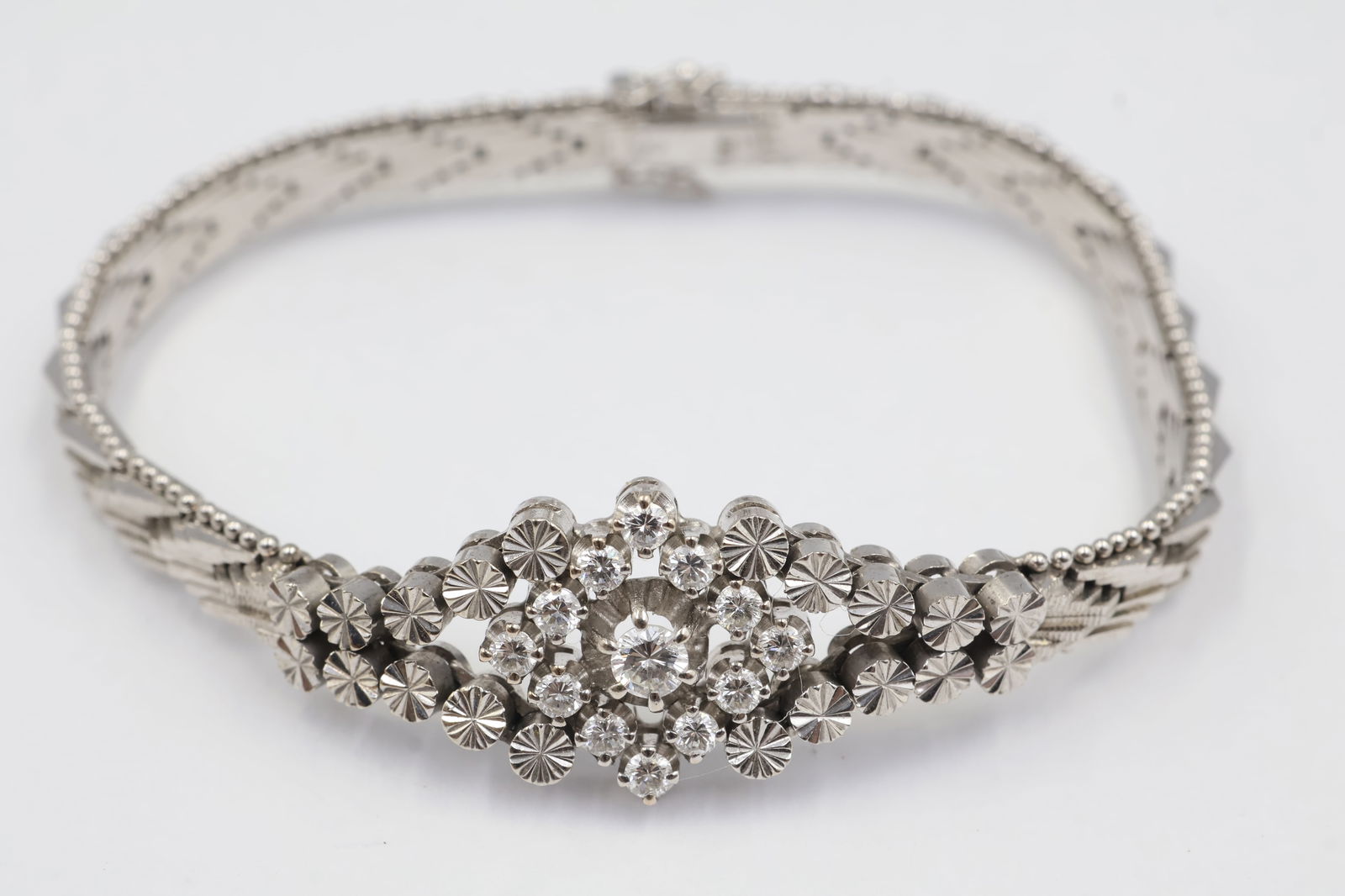 Stunning Art Deco 14k White Gold Diamond Bracelet (1 of 4)
