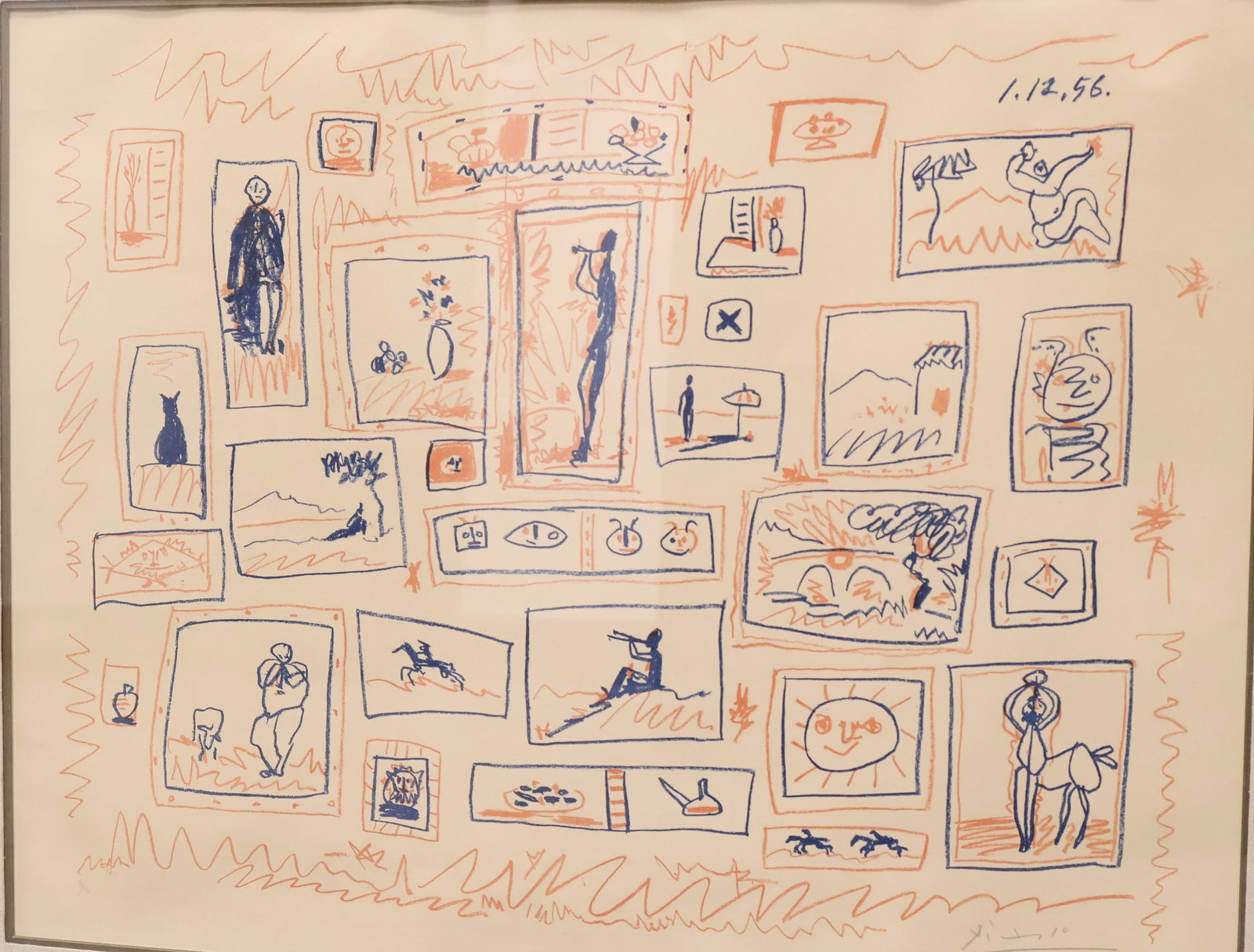 Pablo Picasso, Spanish (1881-1973): Lithograph on arches paper titled: La Collection de Tableautins, 1956. Signed in pencil l/r, numbered 4/50 l/l. Image size: 21 x 28 inches (Frame size: 31.5 x 37.5 inches).