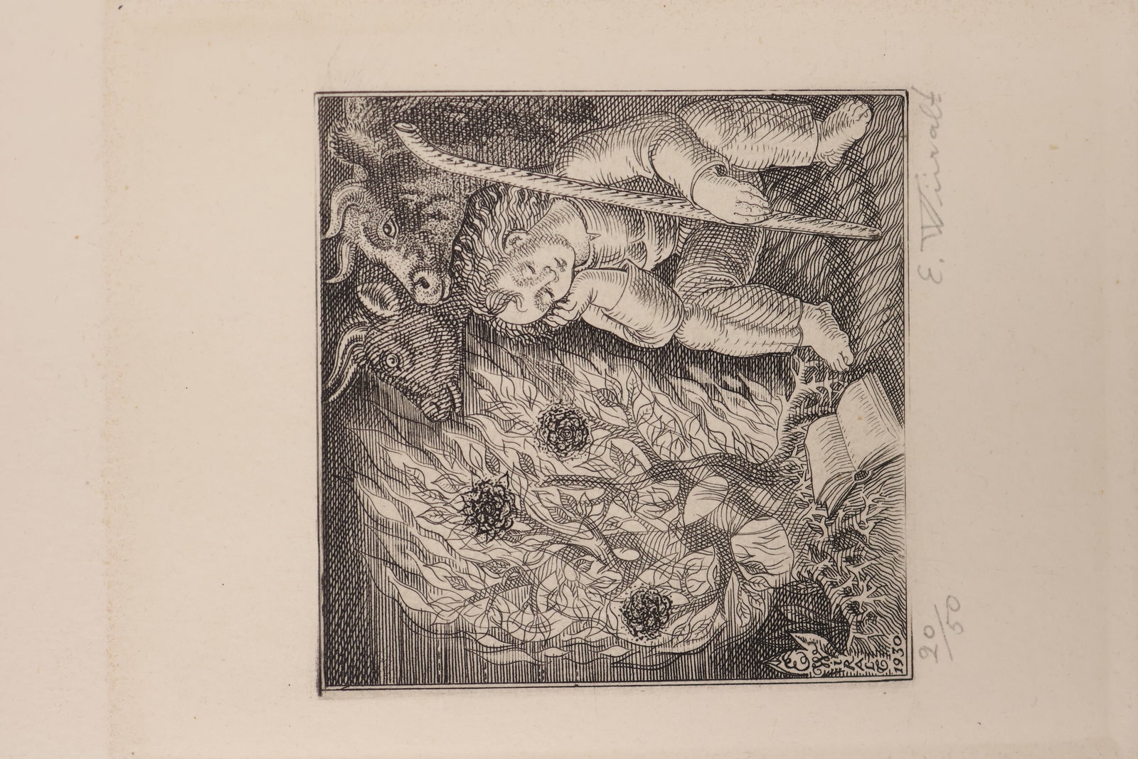 Eduard Wiiralt, Estonian (1898-1954): Engraving on paper titled: Karjapoiss (A herdsman), 1930. Plate signed & dated, signed & numbered 20/50 in pencil to the margin. Image size: 4 x 3 inches unframed.