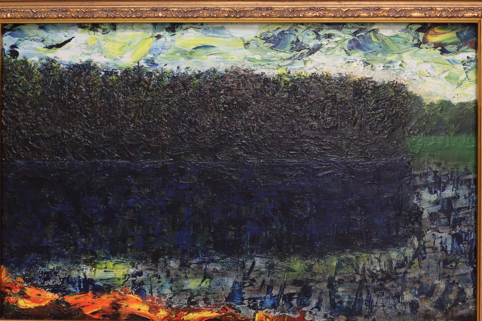 Jack B. Yeats, Irish (1871-1957): Oil on board showing a landscape study titled: Evening Trees, Coole Lake. Provenance: Victor Waddington Galleries, Dublin, Ireland label verso & partial Mira Godard Gallery stamp verso. Signed l/r, ti