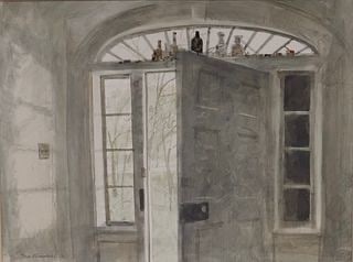 Thomas Devany Forrestall, Canadian (b. 1936): Watercolour on paper showing an interior entranceway titled ‘’Front Doorway’’ Upper Clements, Nova Scotia. Signed & dated l/l & dated 1976. Provenance: Roberts Galleries, Ottawa label verso. I