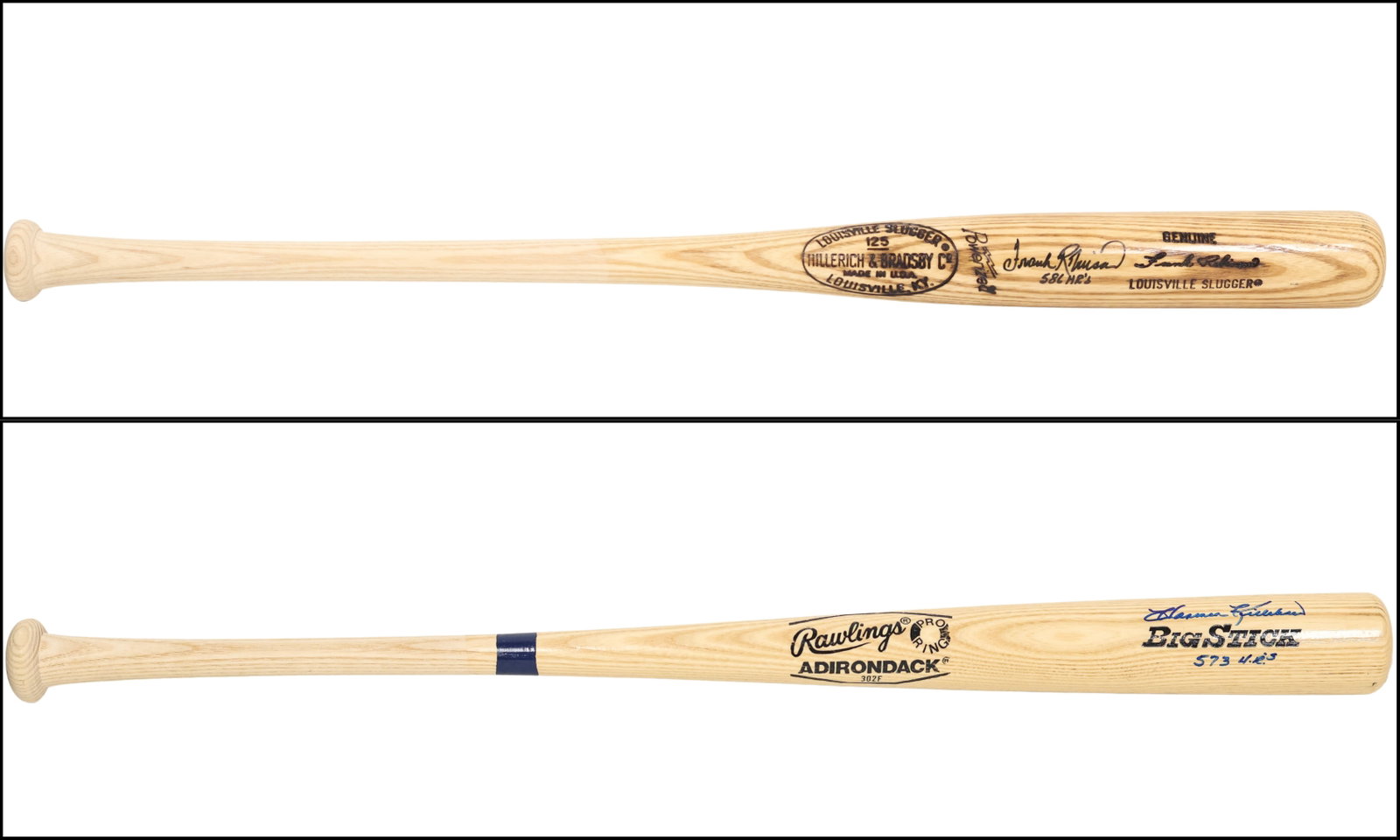 Frank Robinson '586 HRs' & Harmon Killebrew '573 HRs' Signed & Inscribed Bat Pair - Home Run Legends (1 of 11)