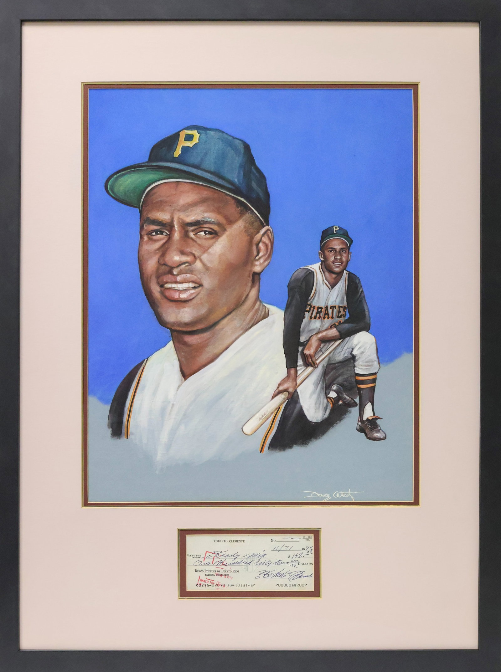 Roberto Clemente Signed Check Framed Display - Dated November 21 1972 (40 Days Prior to His Passing) (1 of 4)