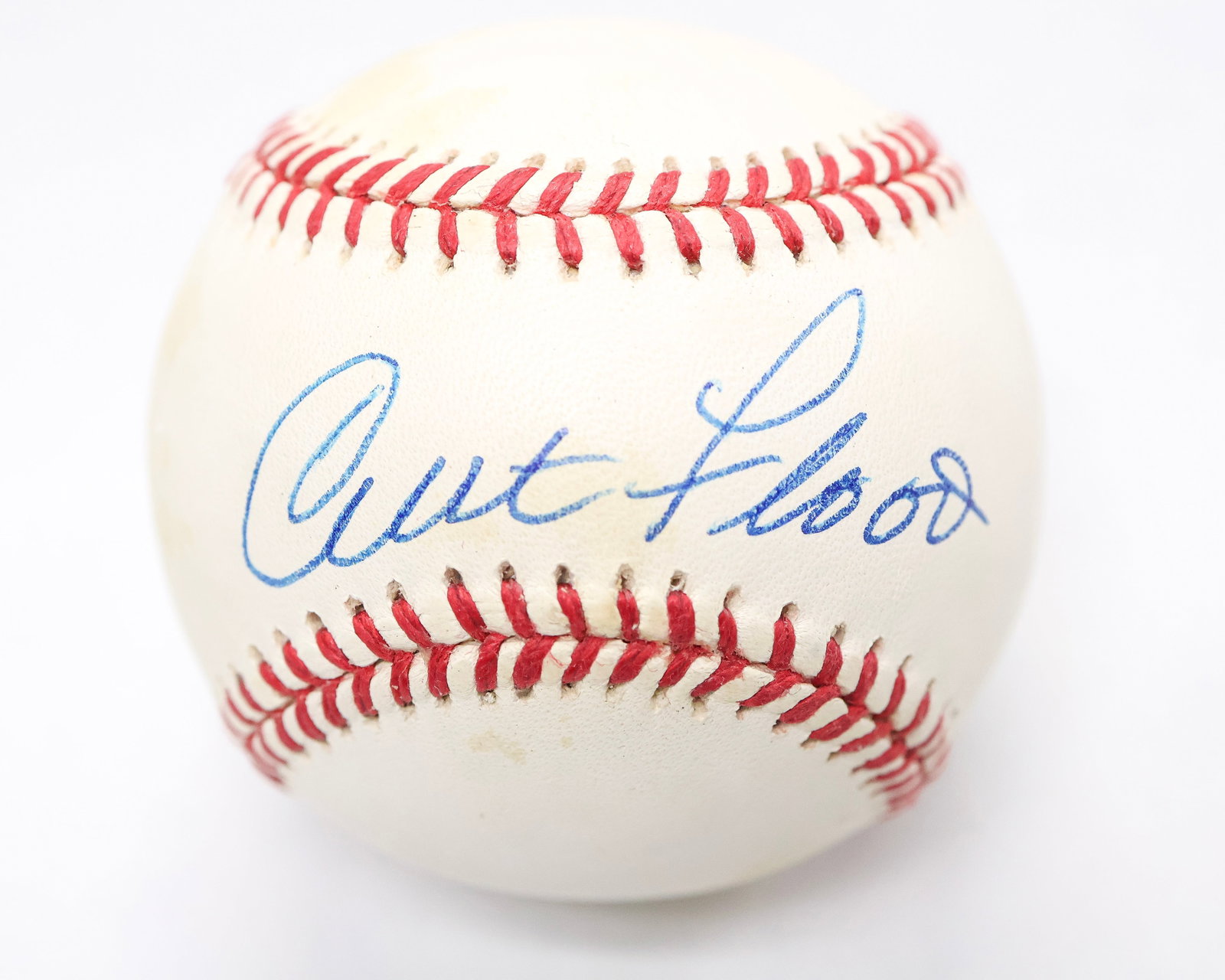 Curt Flood Signed National League Baseball - St. Louis Cardinals Star & Baseball Labor Pioneer (1 of 2)