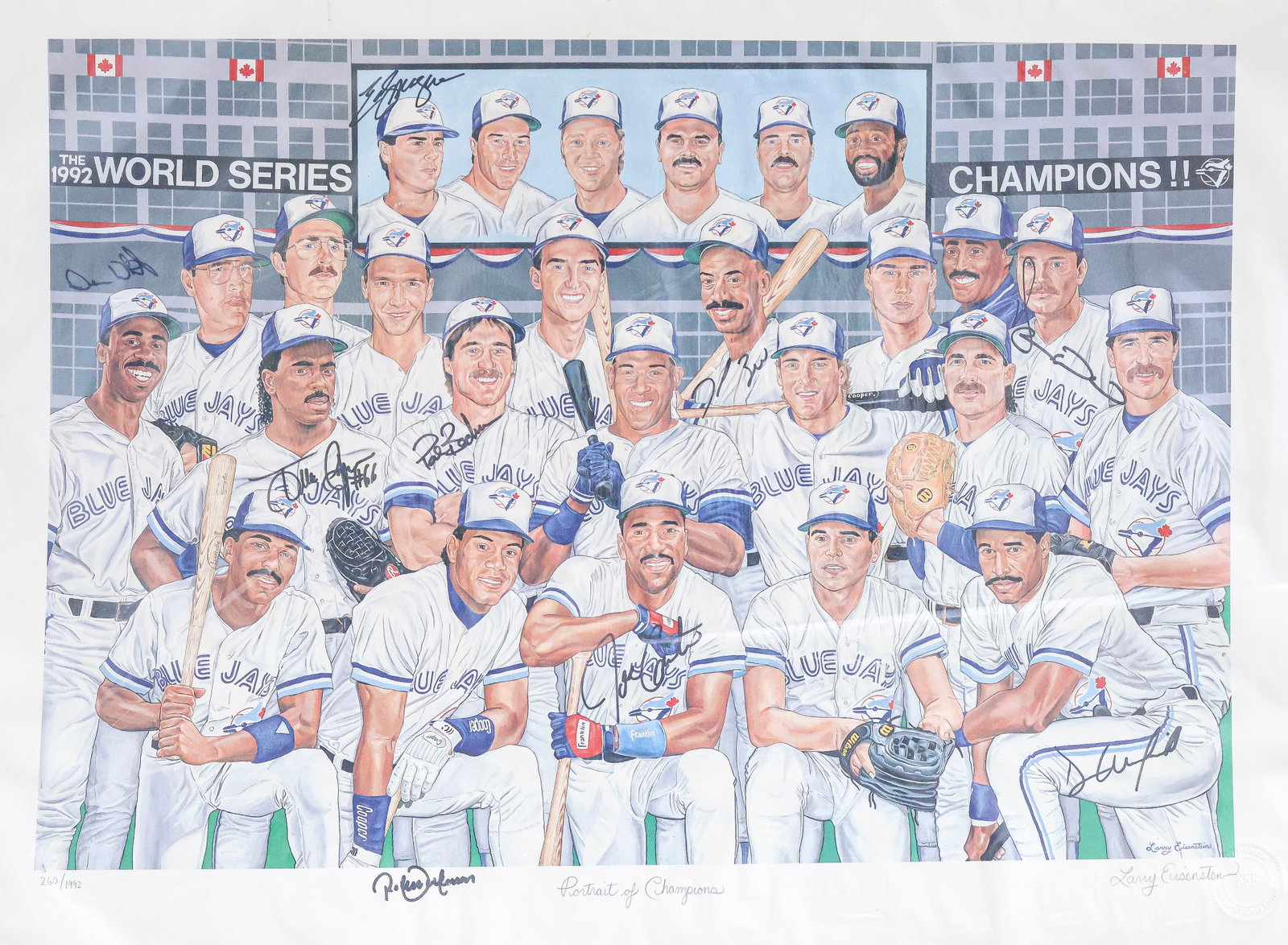 1992 Toronto Blue Jays 'Portrait of Champions' Multi-Signed Limited Edition Lithograph /1992 (1 of 6)