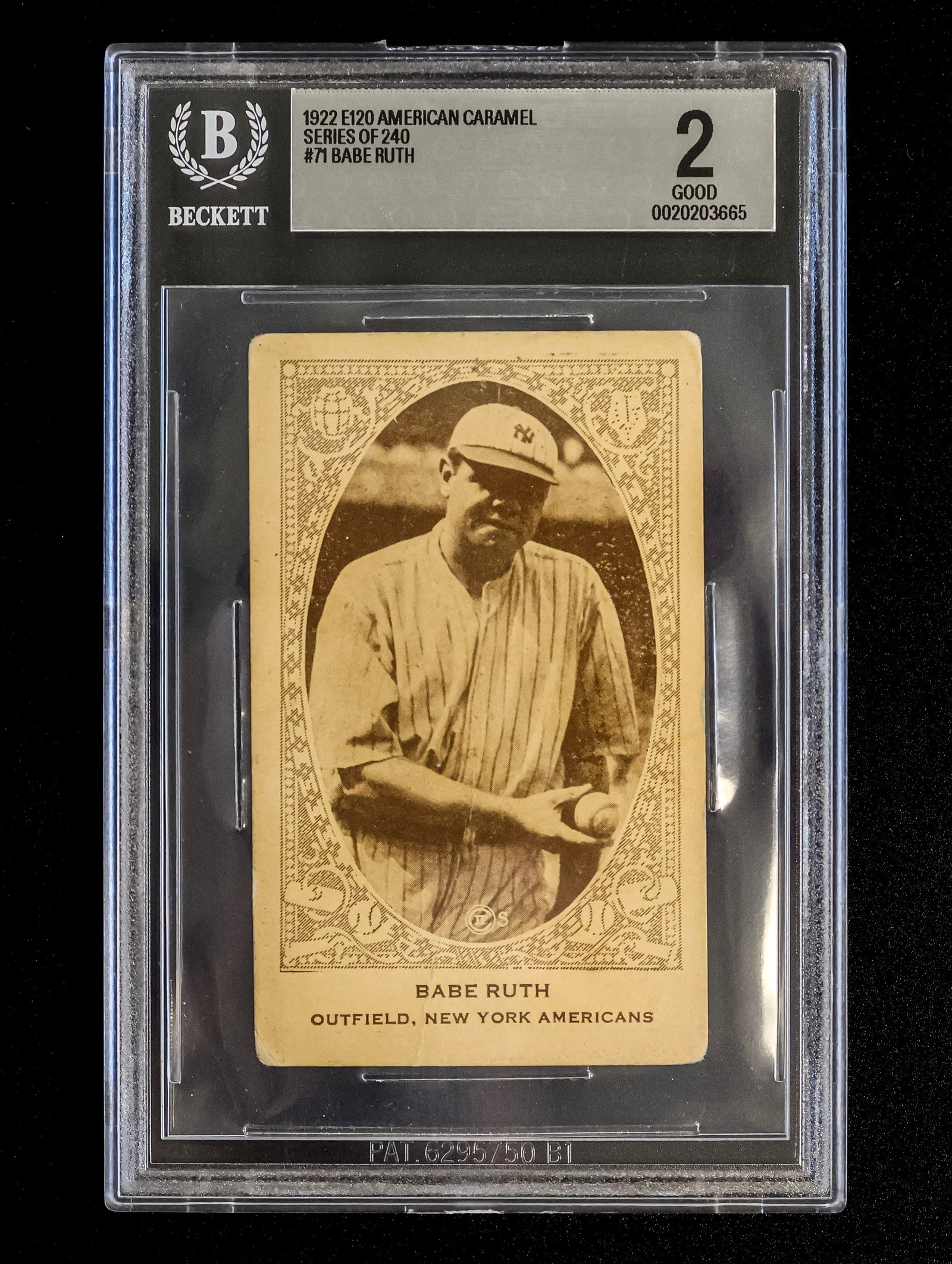 1922 E120 American Caramel Babe Ruth - BGS 2 - New York Americans 'Yankees' (1 of 4)