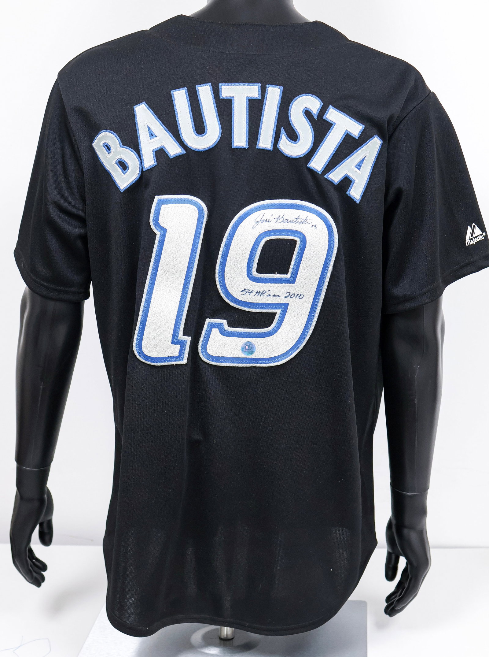 Jose Bautista Signed Toronto Blue Jays Jersey - Inscribed "54 HRs in 2010": Jose Bautista Signed Toronto Blue Jays Jersey with '54 HRs in 2010' Inscription - AJ Sports World COA (Greenshields Collection) Toronto Blue Jays Majestic jersey signed by Jose Bautista, one of the mo