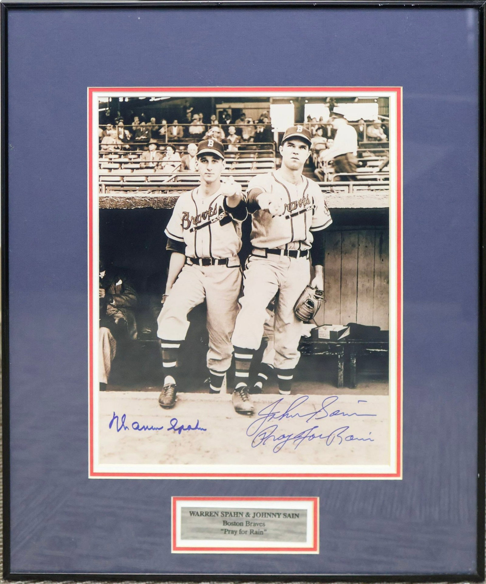Warren Spahn & Johnny Sain Dual-Signed Photograph 'Pray For Rain' (1 of 5)