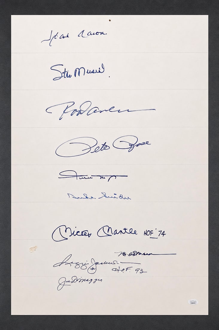 Legendary MLB Icons Multi-Signed Display Piece - Mantle, DiMaggio, Mays, Aaron, Rose, Jackson & More (1 of 5)