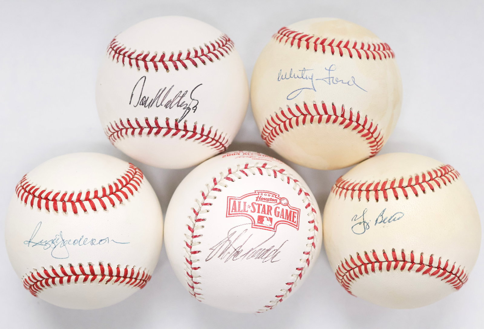 New York Yankees Legends Signed Baseball Collection – Mattingly, Berra, Jackson, Ford & Posada (1 of 4)