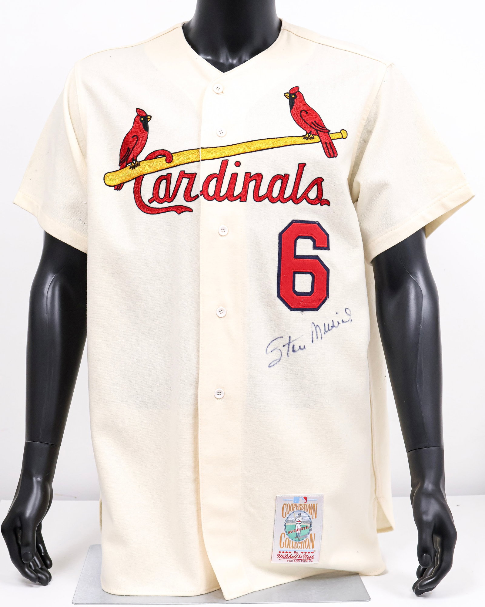 Stan Musial Signed Mitchell & Ness St. Louis Cardinals Jersey: Stan Musial Signed St. Louis Cardinals Mitchell & Ness Jersey - Tuff Stuff COA (Greenshields Collection) St. Louis Cardinals Mitchell & Ness Cooperstown Collection jersey signed by Hall of Famer Stan 