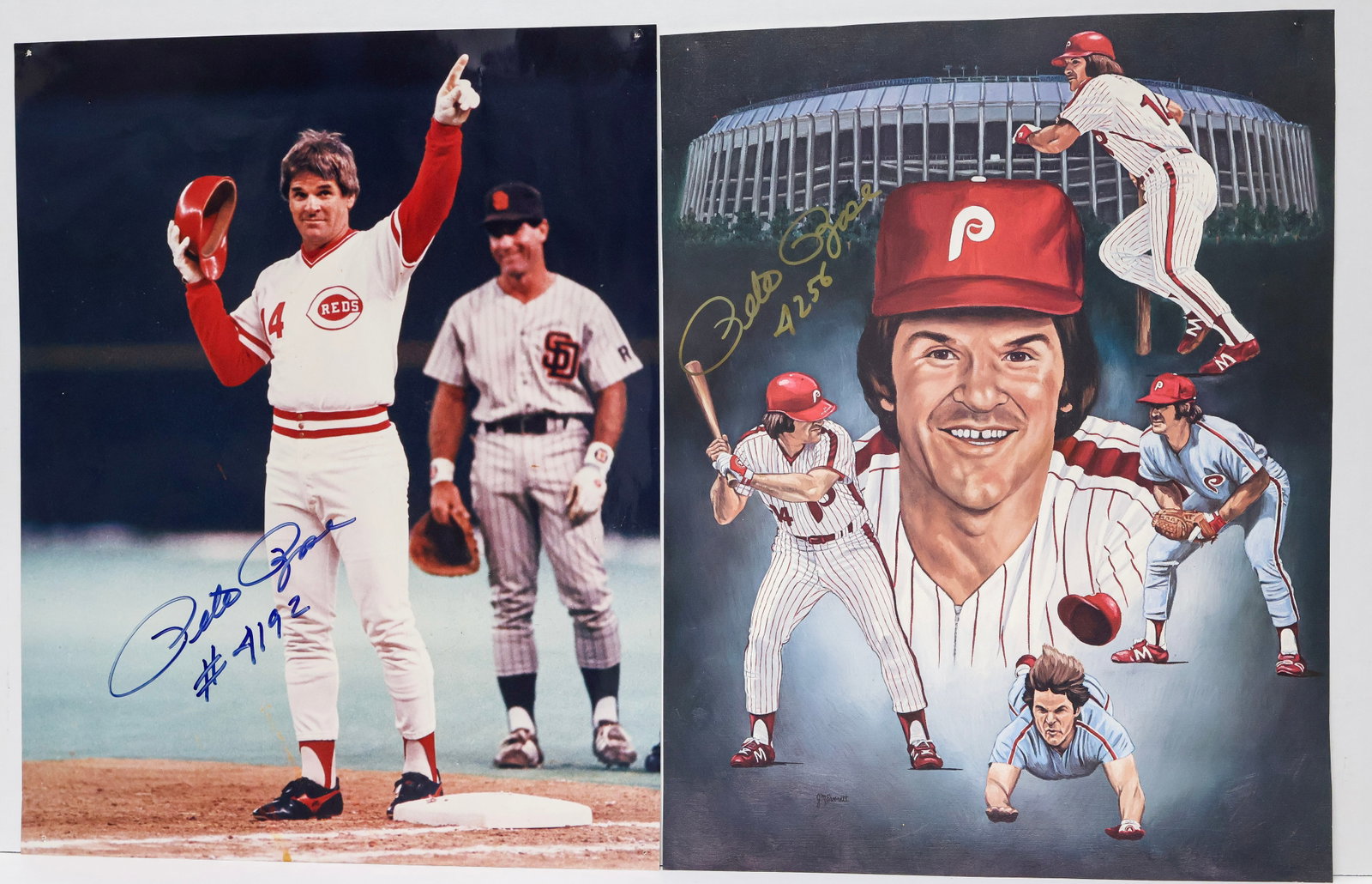 Pete Rose Signed Photograph Pair with '4192' & '4256' Inscriptions (1 of 5)