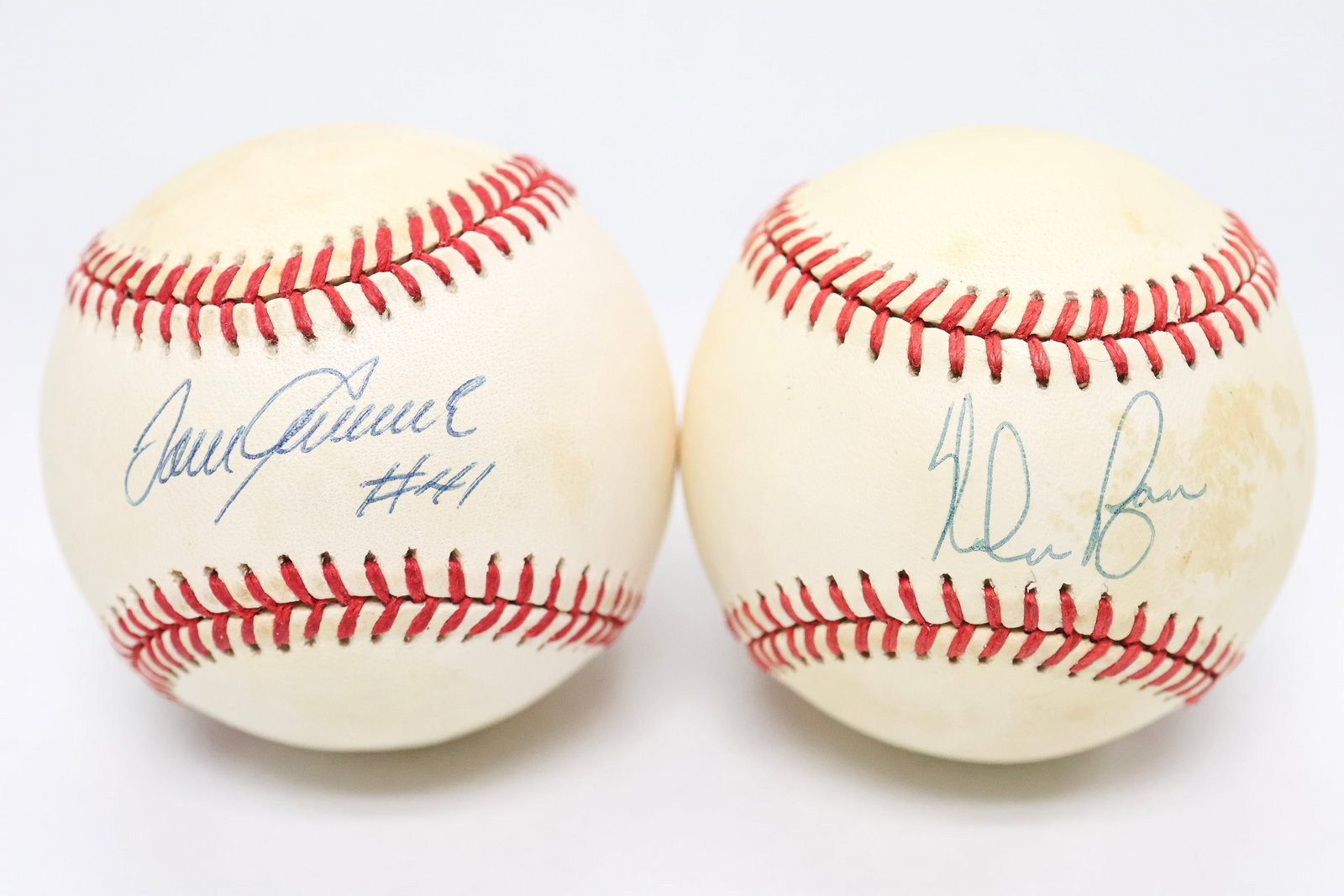 Tom Seaver & Nolan Ryan Signed Baseball Pair - Mets Pitching Legends: Tom Seaver & Nolan Ryan Signed Baseball Pair Pair of Official American League baseballs signed individually by Hall of Fame pitchers Tom Seaver & Nolan Ryan, two of the most dominant & recognizable ar