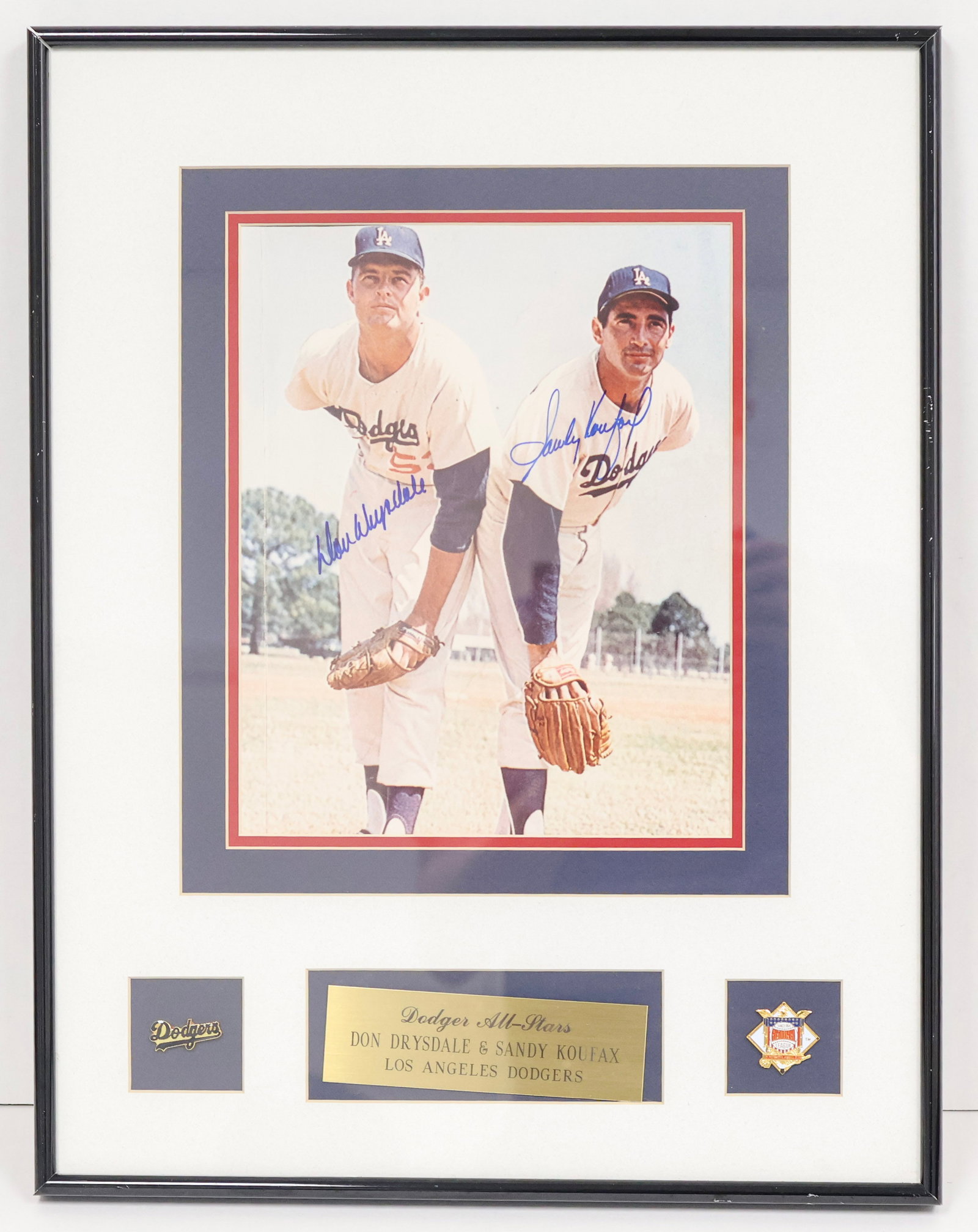 Sandy Koufax & Don Drysdale Dual-Signed Framed Dodgers Photo Display: Sandy Koufax & Don Drysdale Dual-Signed Framed Dodgers Photo Display - JSA LOA (Greenshields Collection) Framed Los Angeles Dodgers display featuring Hall of Fame pitchers Sandy Koufax & Don Drysdale 