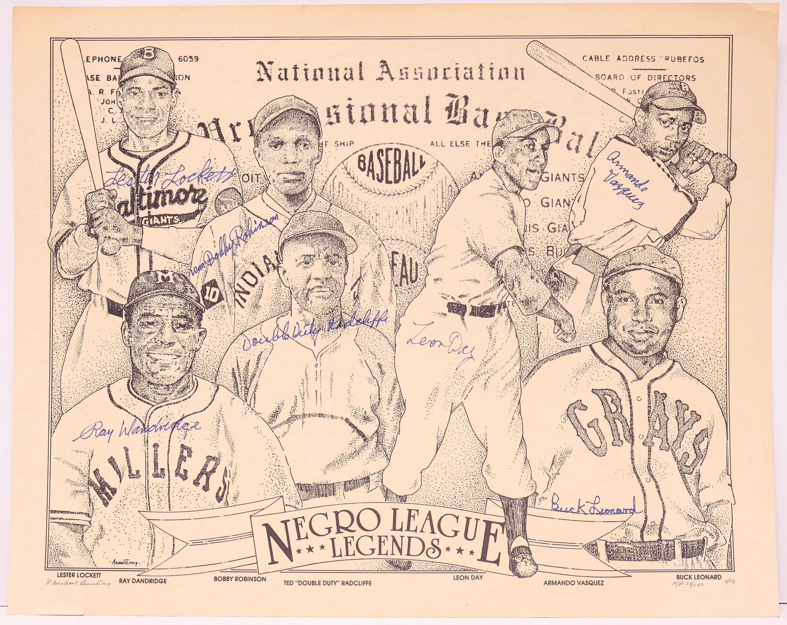 Negro League Legends Multi-Signed Limited Edition Print /250 - Radcliffe, Dandridge, Leonard & More (1 of 6)