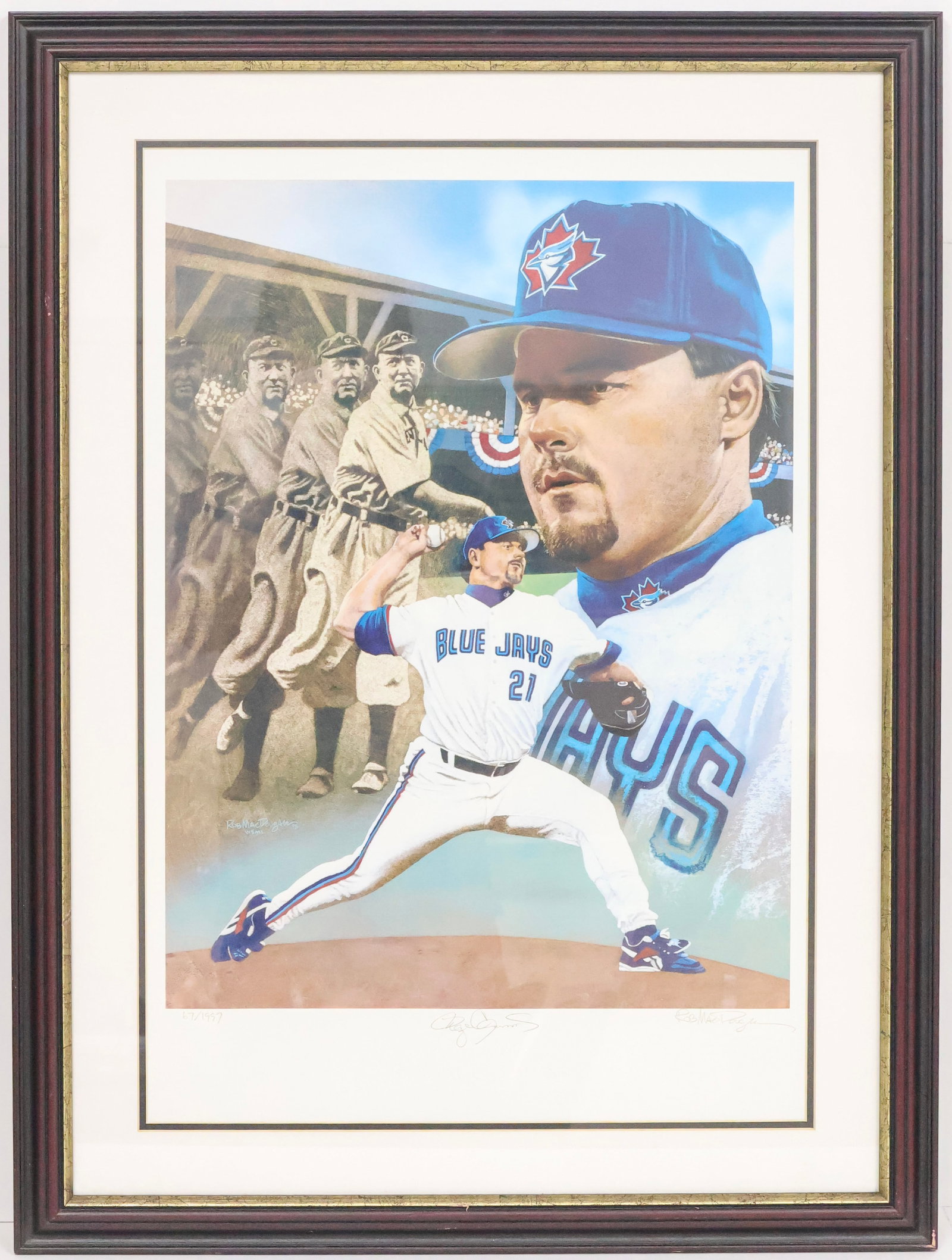 Roger Clemens Signed 'The Four Cy’s' Limited Edition Print by Rob MacDougall /1997 (1 of 7)