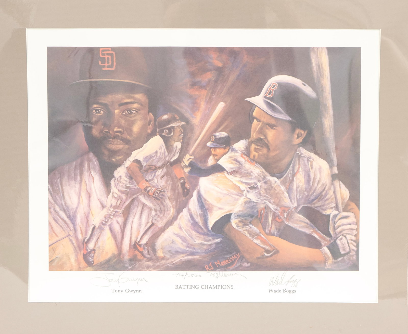 Tony Gwynn & Wade Boggs Signed 'Batting Champions' Limited Edition Print /2500 by R.J. Morrissey (1 of 5)