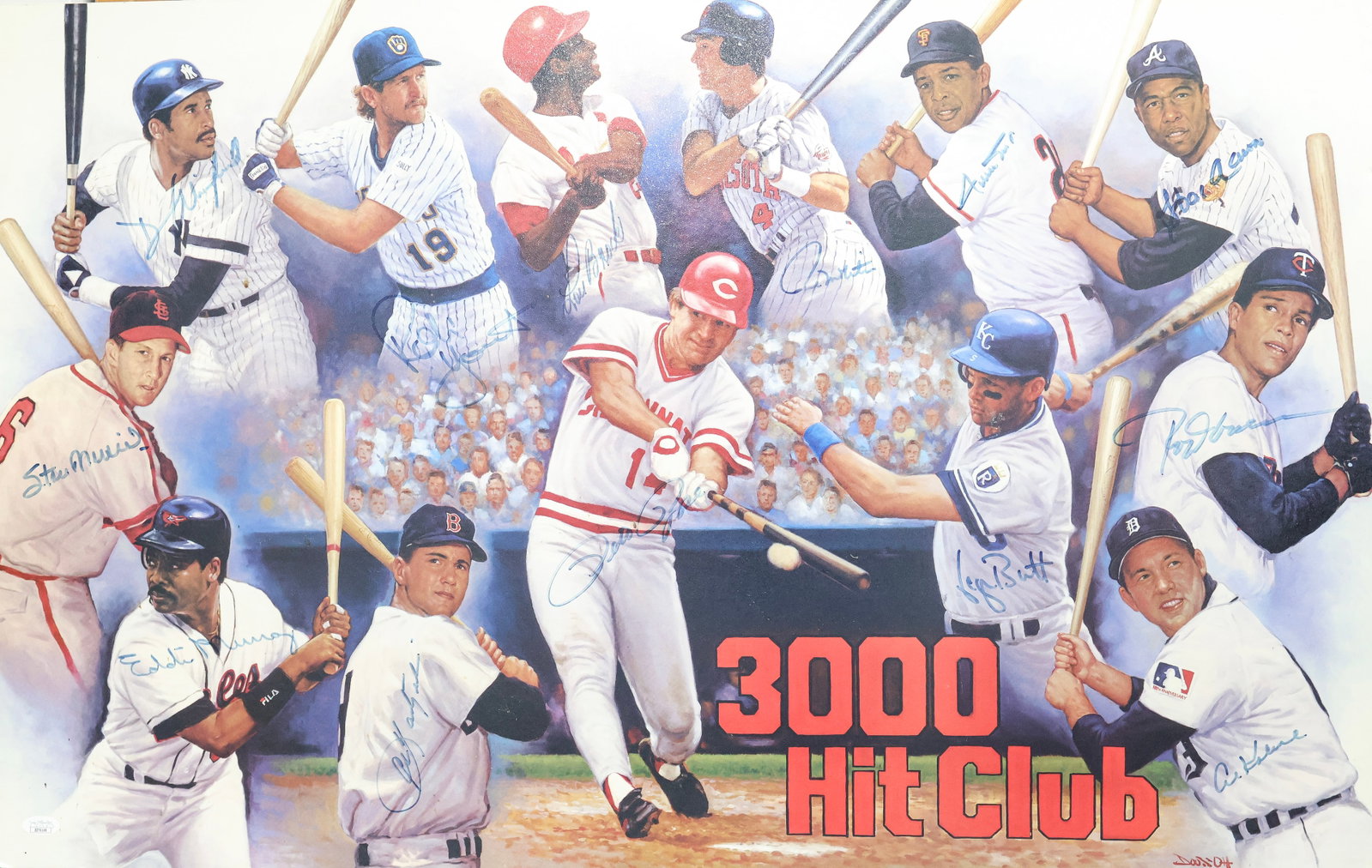 '3000 Hit Club' Multi-Signed Lithograph - Mays, Aaron, Rose, Musial, Gwynn & More (1 of 6)