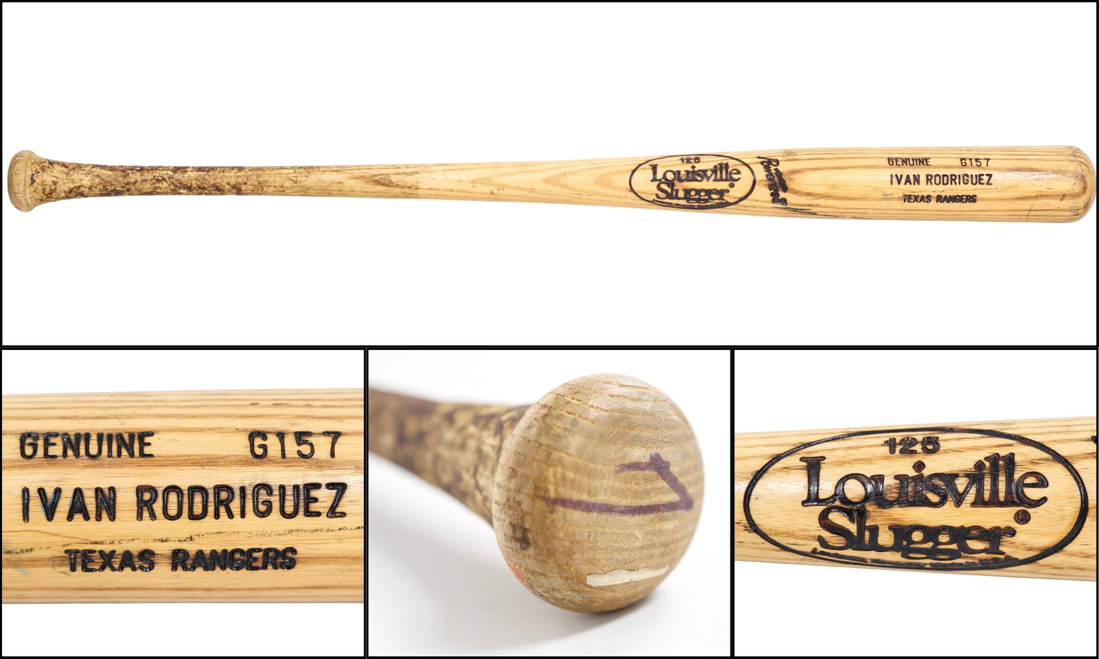 Ivan 'Pudge' Rodriguez Game-Used Louisville Slugger Bat: Ivan 'Pudge' Rodriguez Game-Used Louisville Slugger Bat (Greenshields Collection) A Louisville Slugger professional model bat attributed to game use by Ivan Pudge Rodriguez, Hall of Fame catcher & one