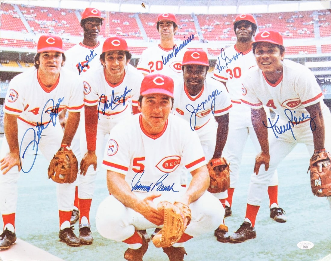 'Big Red Machine' Cincinnati Reds Multi-Signed Team Display Board - Bench, Rose, Morgan & More (1 of 5)