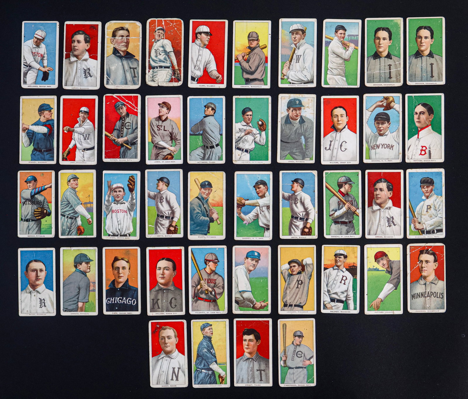 1909-1911 T206 White Border Tobacco Card Collection - Polar Bear & Sweet Caporal Backs - 44 Cards: 1909-1911 T206 White Border Tobacco Card Collection Featuring Polar Bear & Sweet Caporal Backs - 44 Cards Total (E.G.D. Collection) Historic & highly collectible group of forty-four (44) original T206