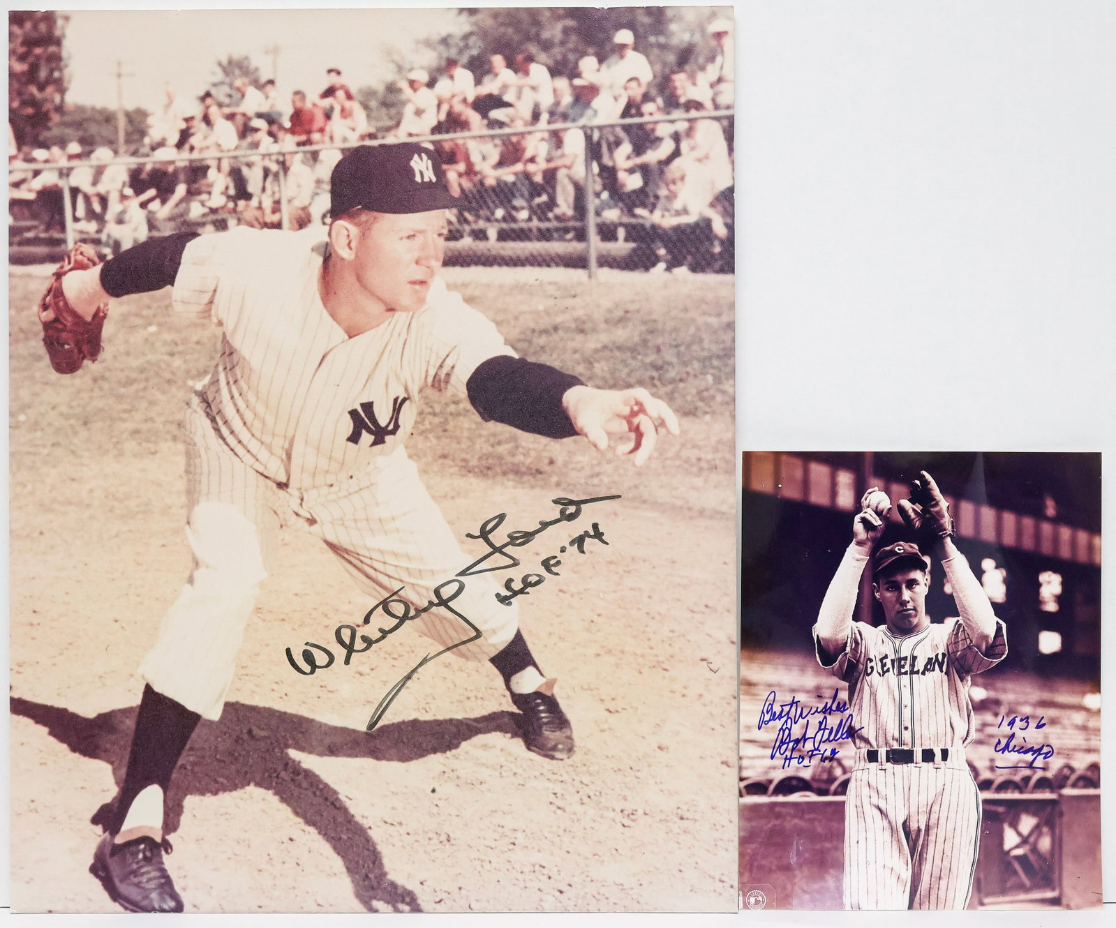 Bob Feller & Whitey Ford Signed Hall of Fame Display Collection with HOF Inscriptions: Bob Feller & Whitey Ford Signed Hall of Fame Display Collection with HOF Inscriptions (Greenshields Collection) Collection of signed Hall of Fame pitcher display pieces featuring two of the most accom