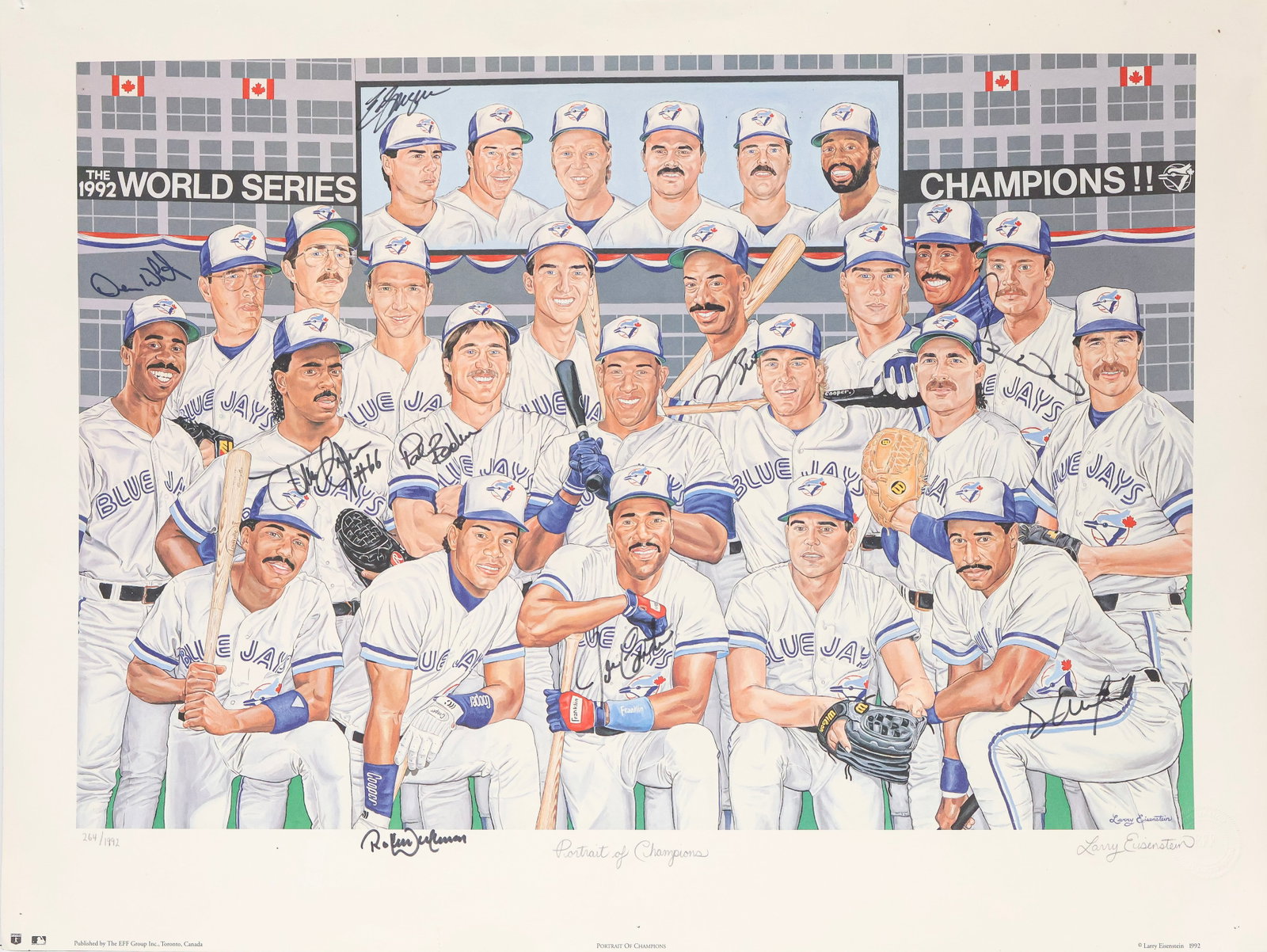 1992 Toronto Blue Jays 'Portrait of Champions' Multi-Signed Limited Edition Lithograph /1992 (1 of 7)