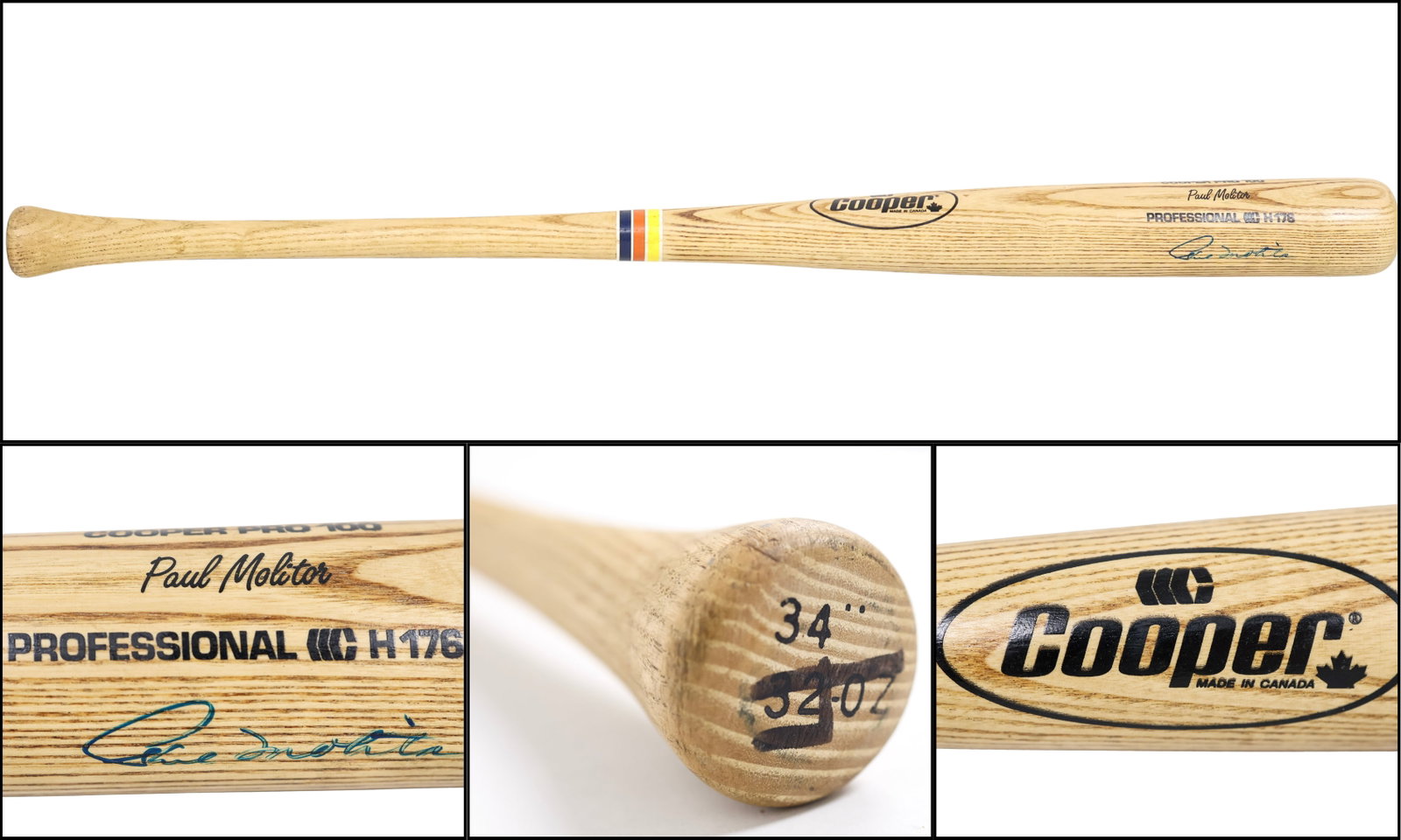 Paul Molitor Game-Used & Signed Cooper Pro 100 Bat (1 of 7)