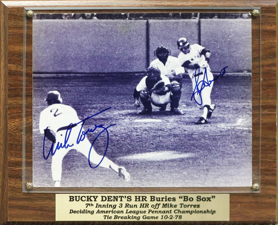 Bucky Dent & Mike Torrez Dual-Signed 'Bucky Dent Game' 1978 AL Tie-Breaker Display (1 of 5)