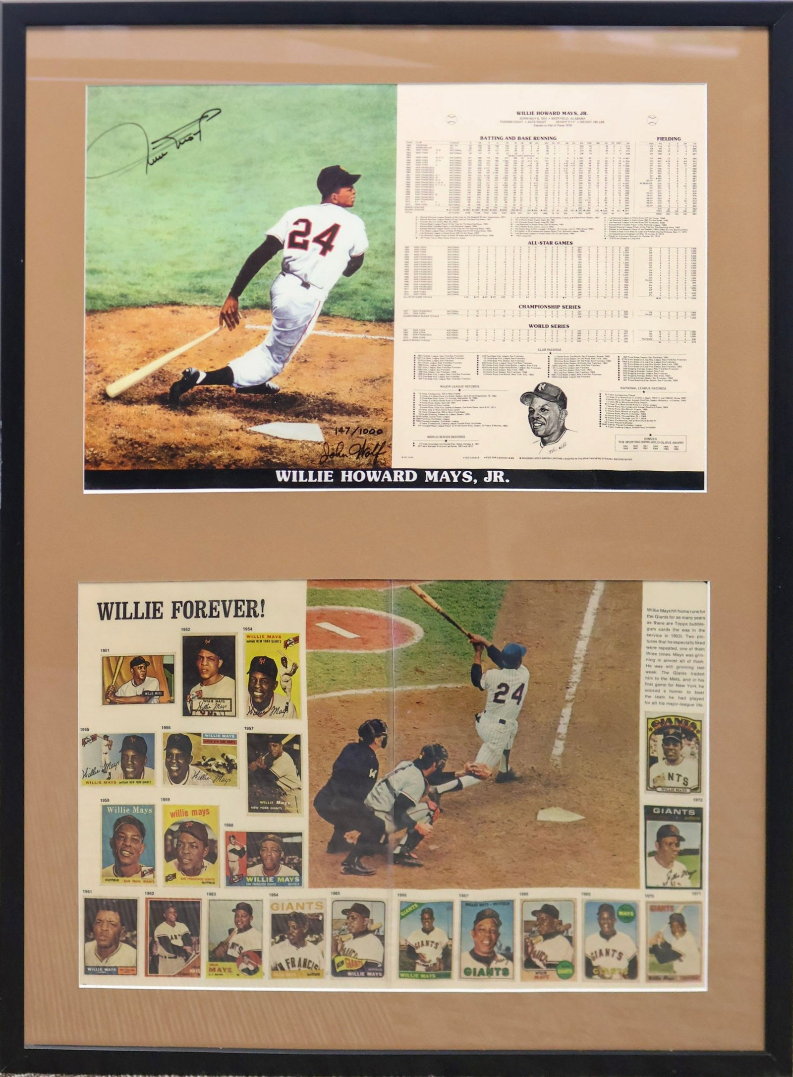Willie Mays Signed Limited Edition Framed Display /1000 with Stats Panel & 'Willie Forever' Collage (1 of 5)