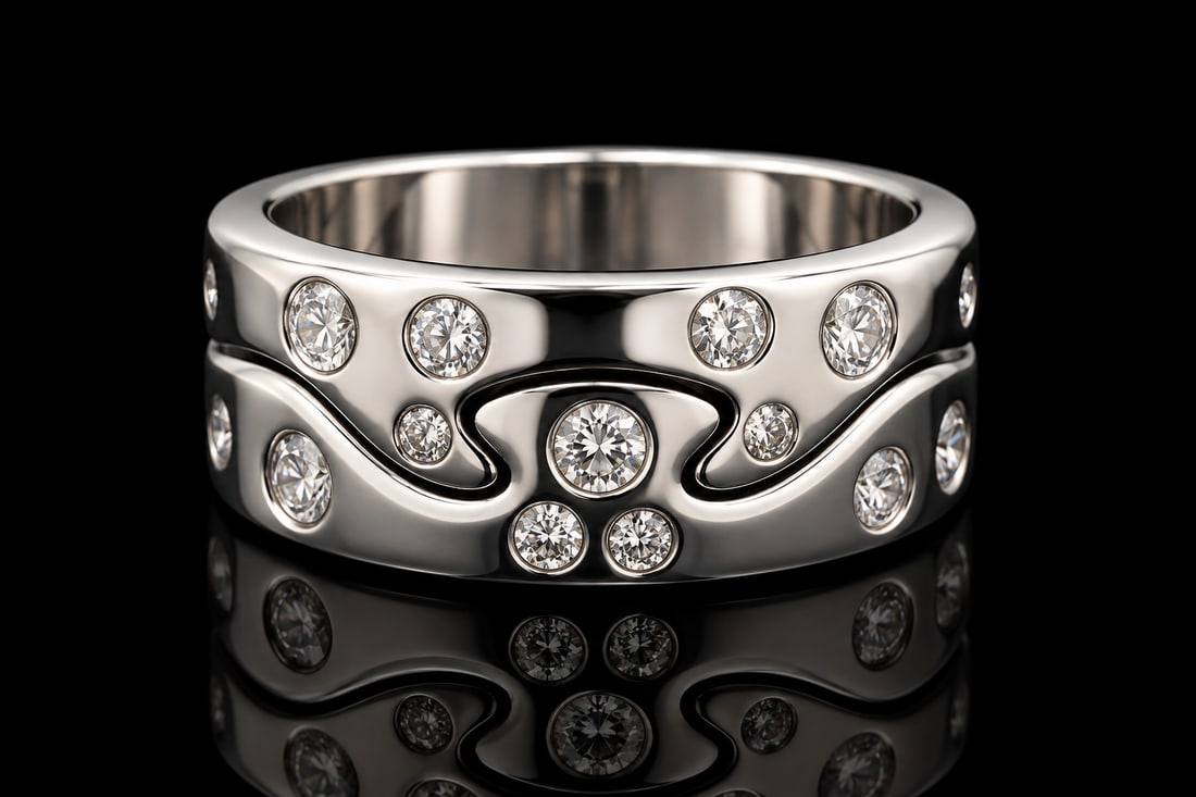 Georg Jensen 18k Fusion ring with diamonds (1 of 4)
