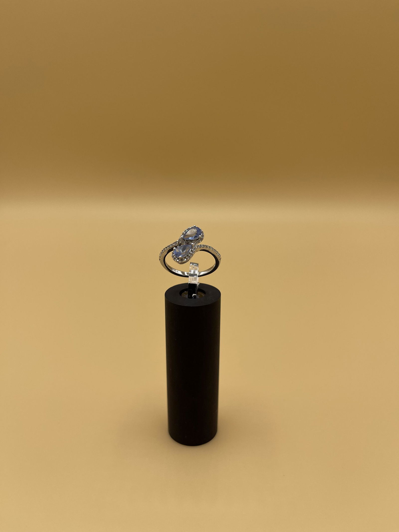 Blue and White Tanzanite Teardrop Silver Ring (1 of 3)