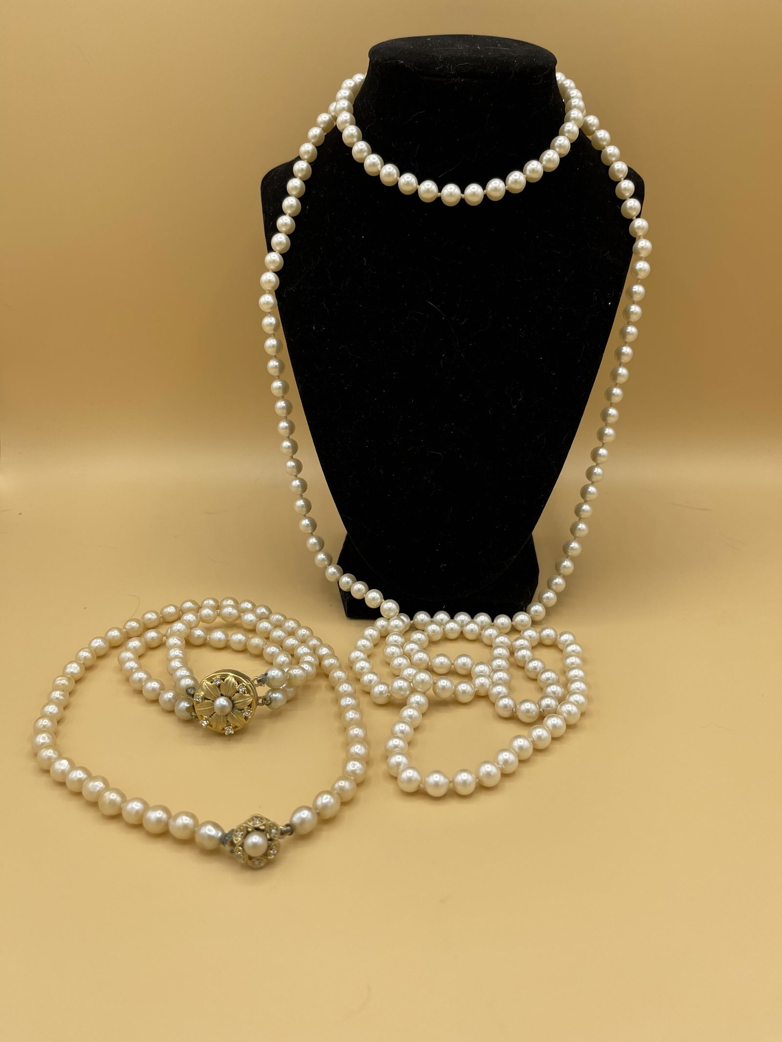 14K Gold & Pearl Designer Necklaces & Matching Bracelet (1 of 4)