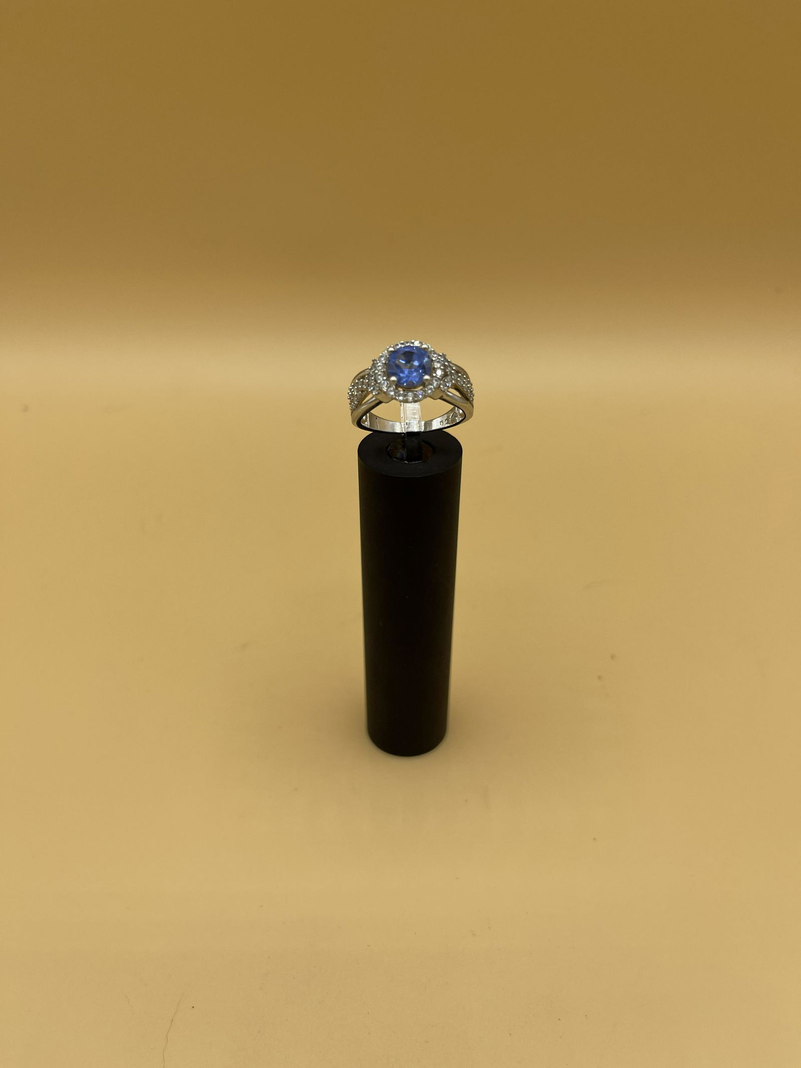 Double Tanzanite Halo Cushion Set Ring (1 of 4)