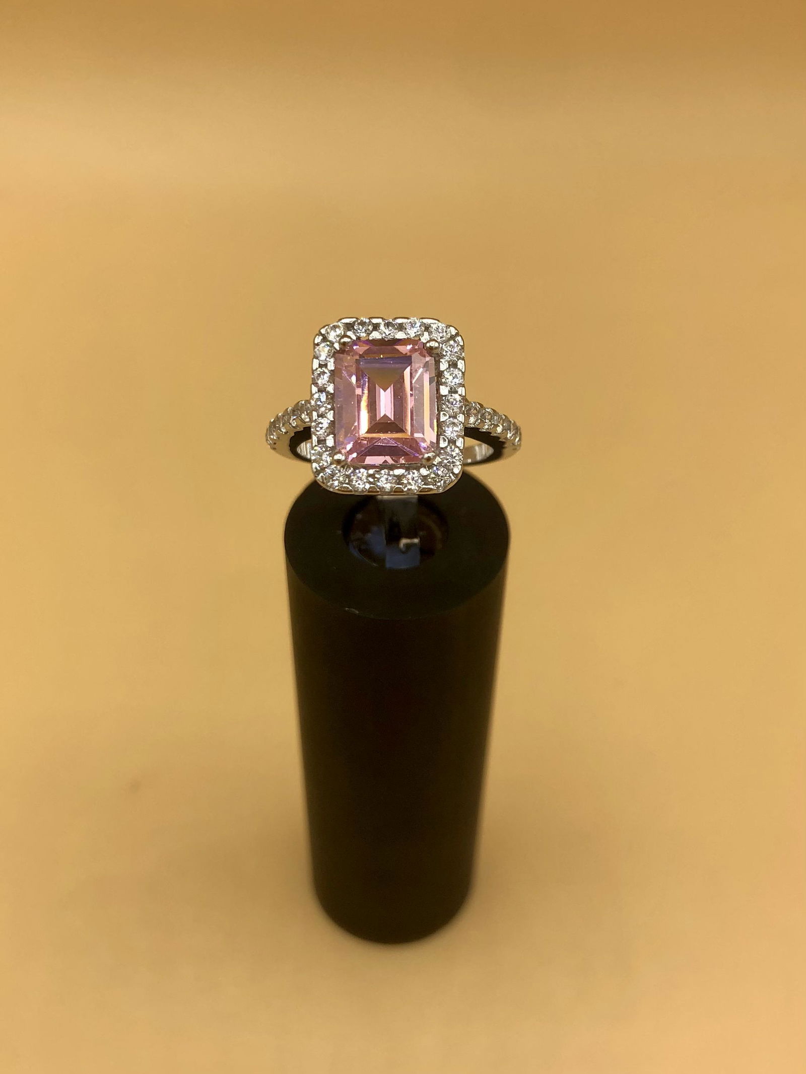 2.00ct Emerald Cut Pink & White Topaz Ring (1 of 5)