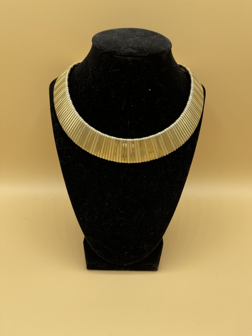 14KT Gold Graduated Dome Omega Egyptian Inspired Choker: This piece is an absolute find! 14KT gold along every inch of this ancient egyptian pharoah inspired choker necklace