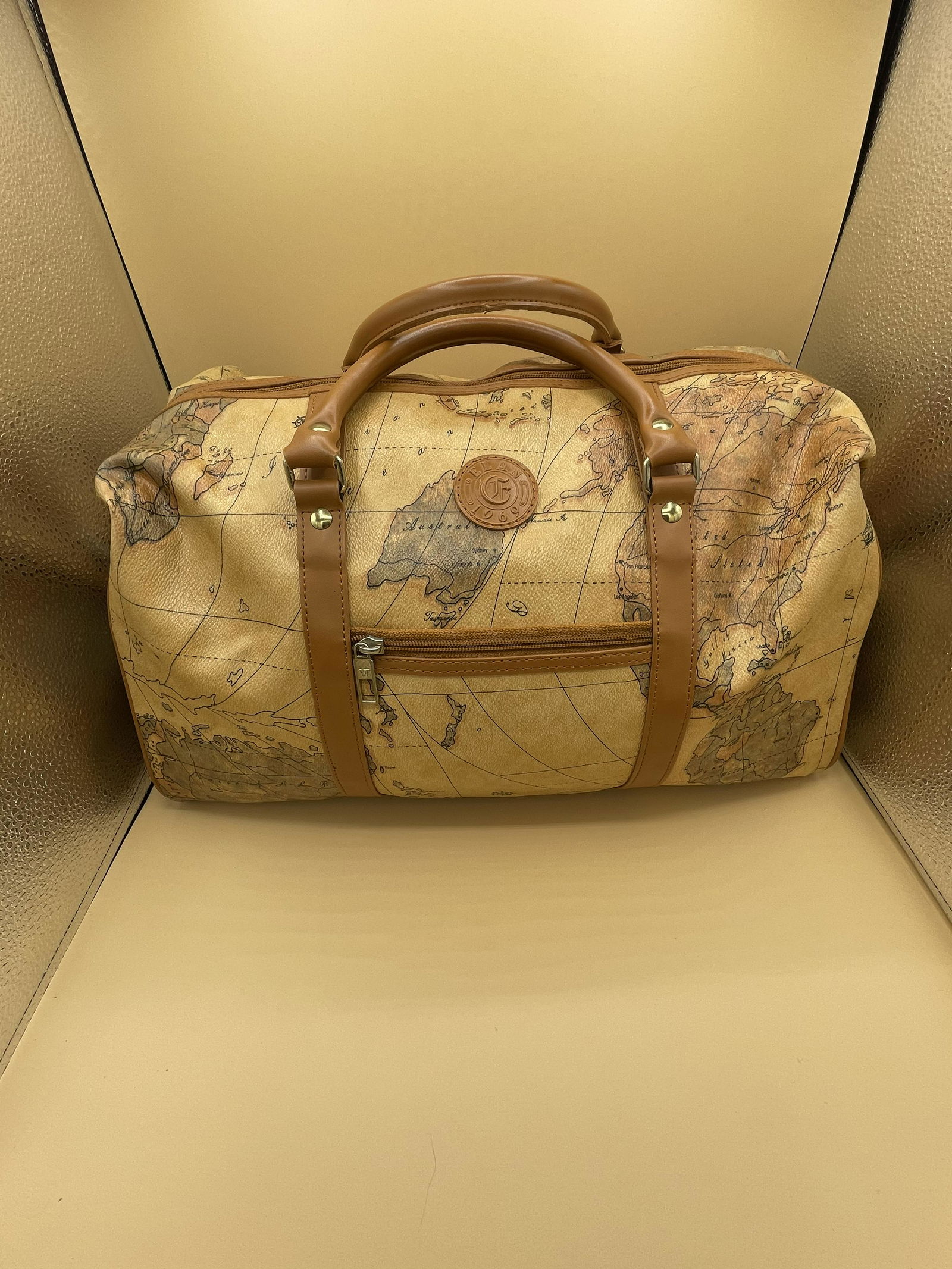 Elan 1969 Vintage World Globe Leather Duffle Bag (1 of 8)