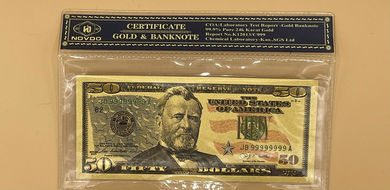 5 Grams Pure 24K Gold $50 Banknote (1 of 2)