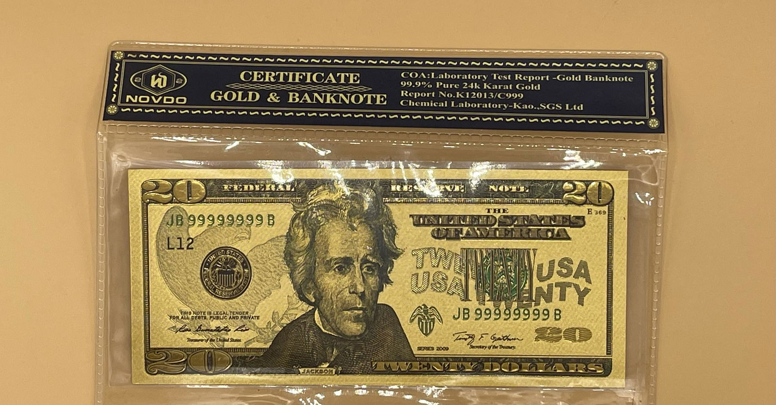 5 Grams Pure 24K Gold $20 Banknote (1 of 2)