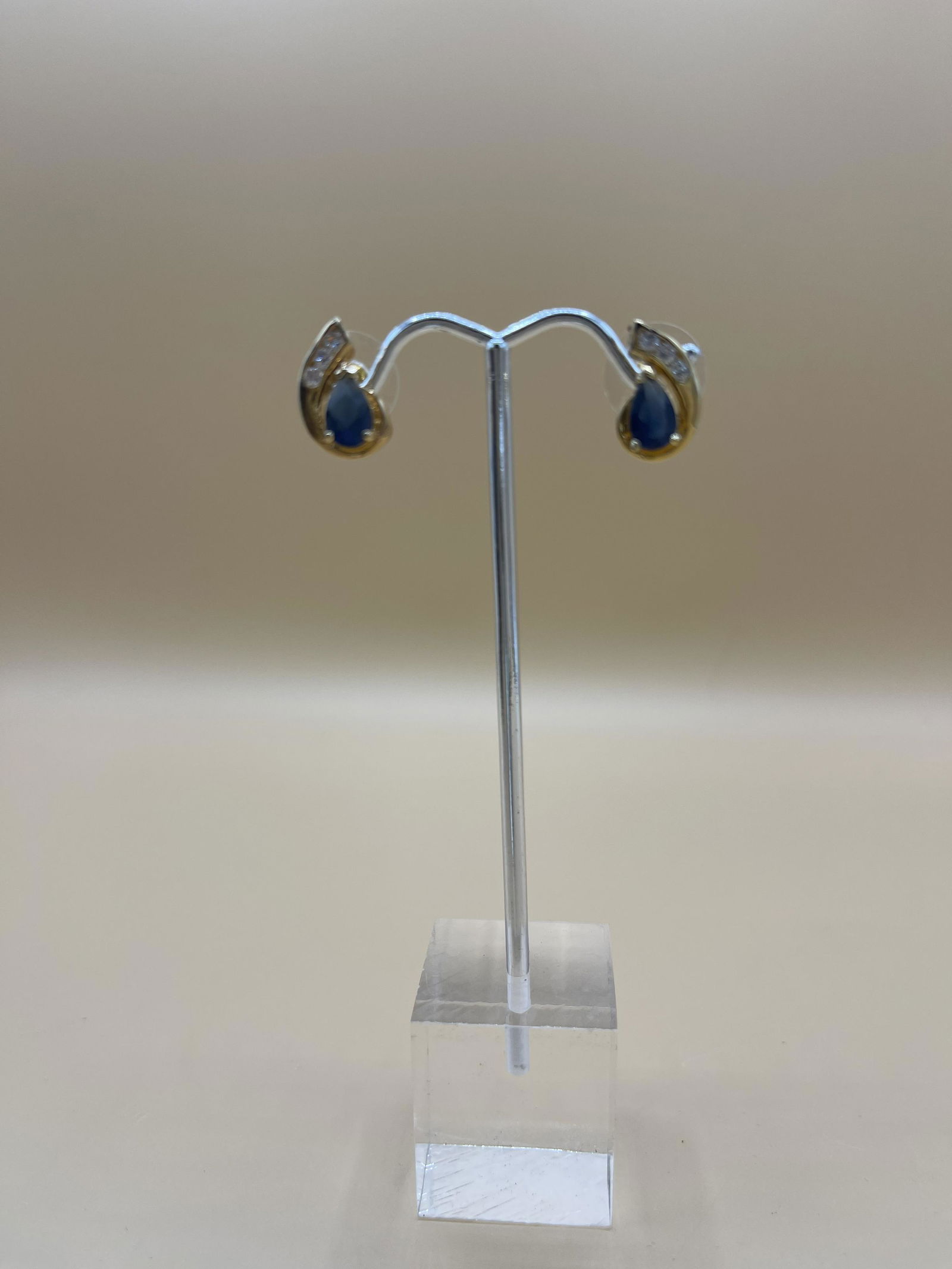 1CT Blue, White and 14KT Gold Sapphire Earrings (1 of 3)