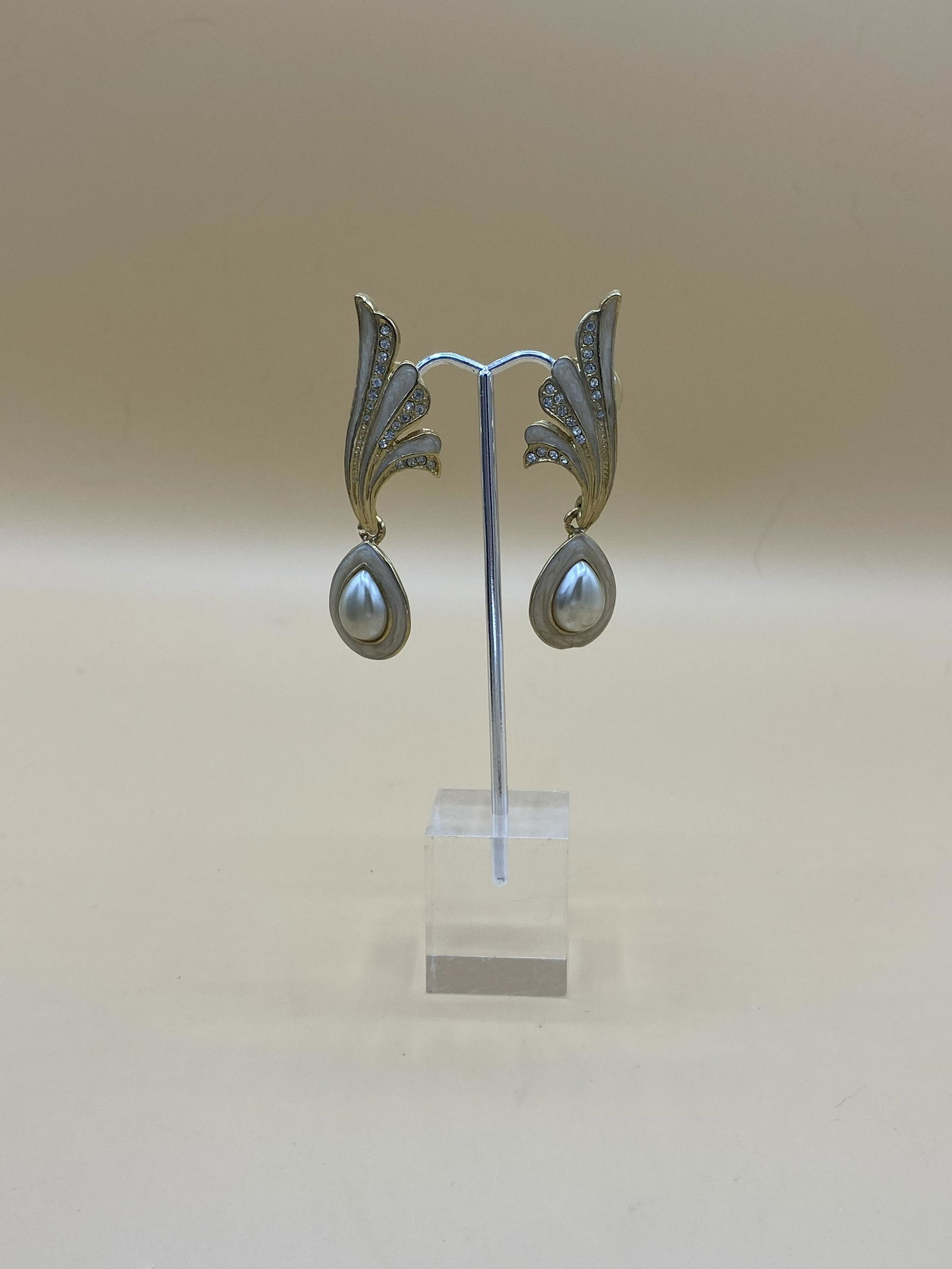 18KT Gold, Diamonds & Cultured Pearl Drop Earrings (1 of 2)