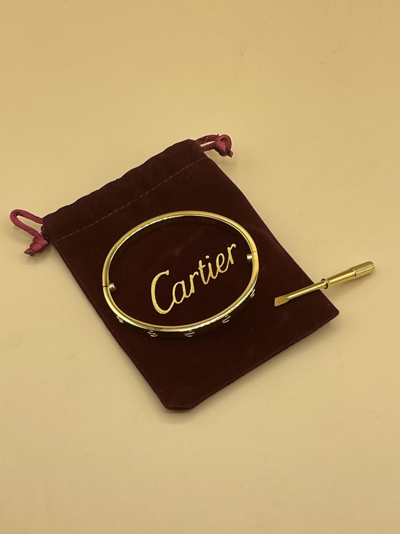 18K Yellow Gold Cartier Love Band Bangle Bracelet (1 of 2)