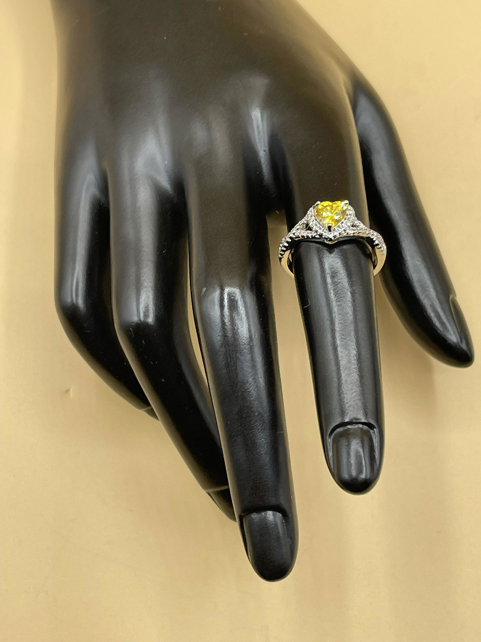 Natural Citrine & Diamond Heart Ring in 925 (1 of 4)